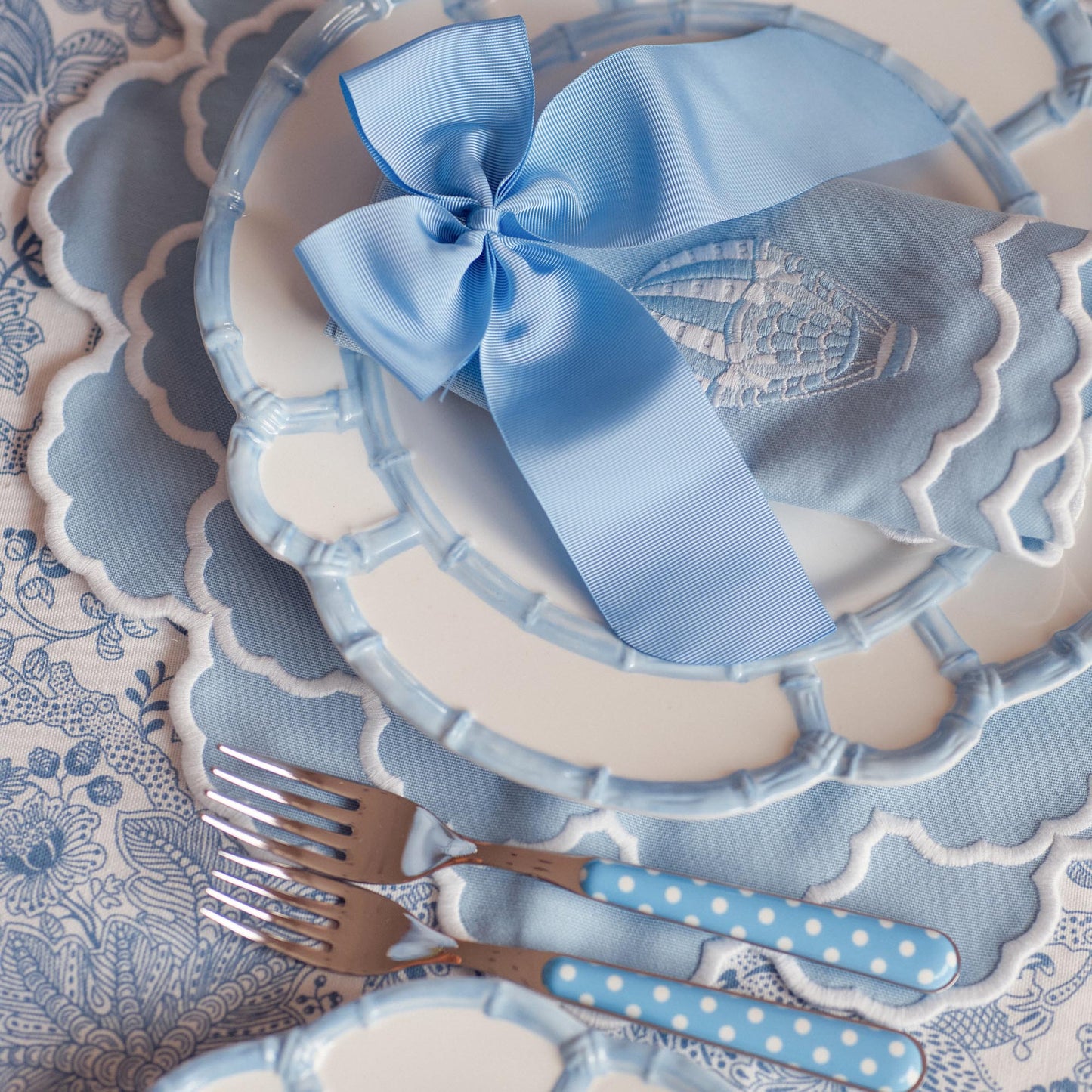 Posate a pois blu (5 pezzi)