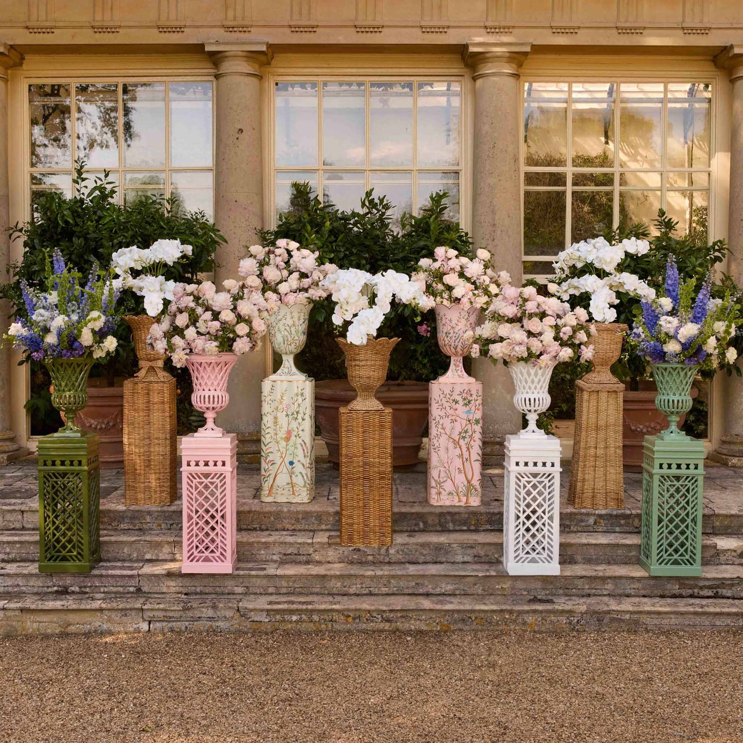 Urna in stile chinoiserie rosa Tole