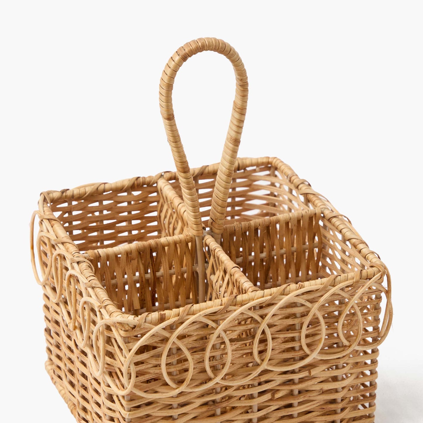 Cestino per posate in rattan intrecciato
