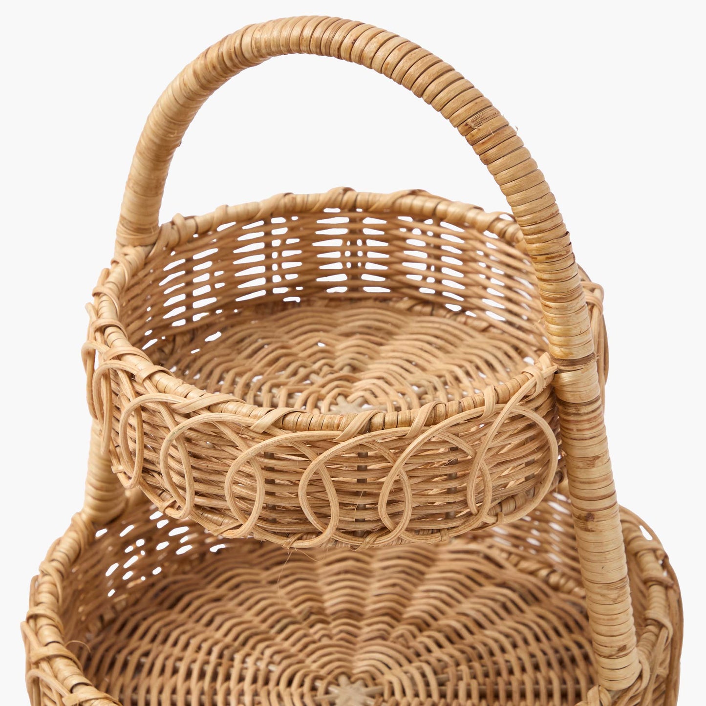 Piccolo supporto a due livelli in rattan