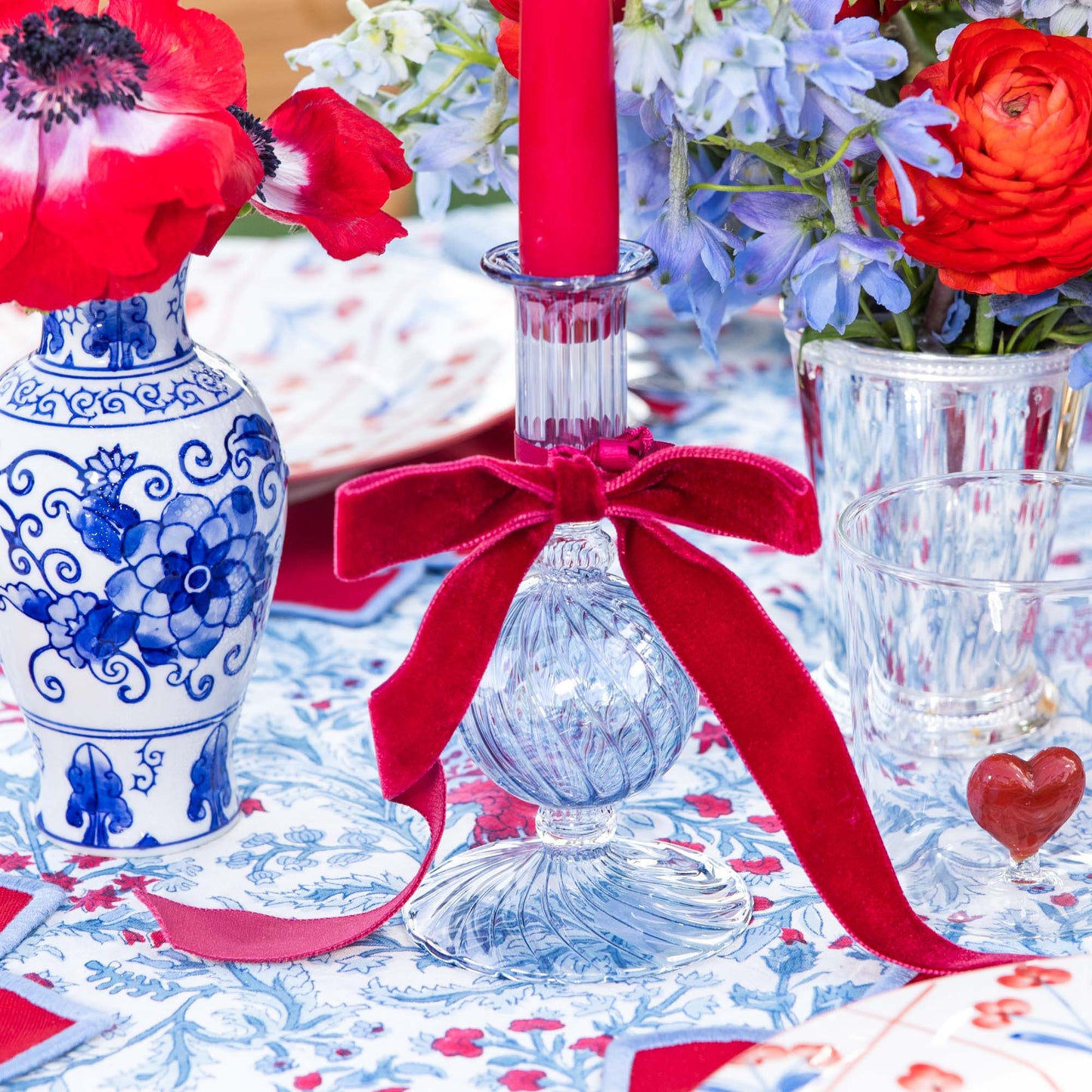 Camille Azure Red Ribboned Candlescape