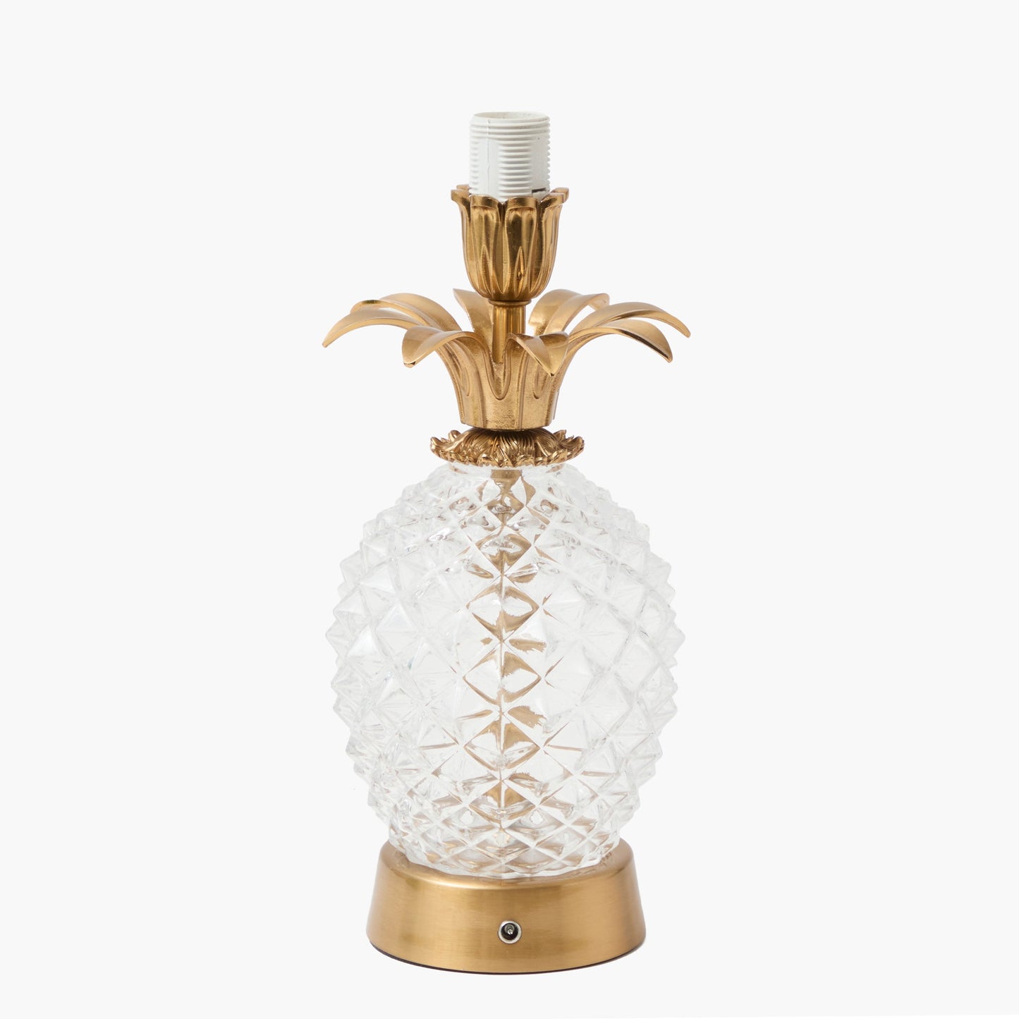 Lampada ricaricabile a forma di ananas in vetro con paralume in seta verde con volant (18 cm)