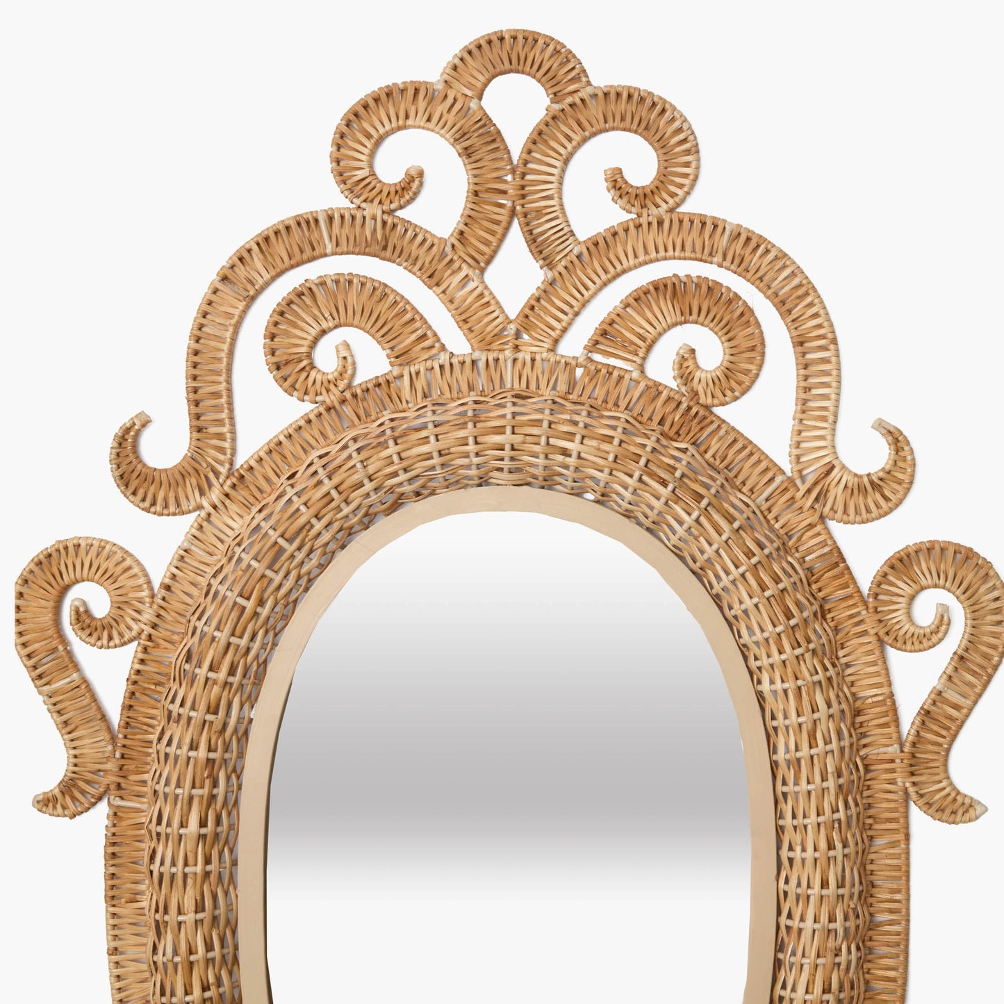 Specchio ovale medio in rattan