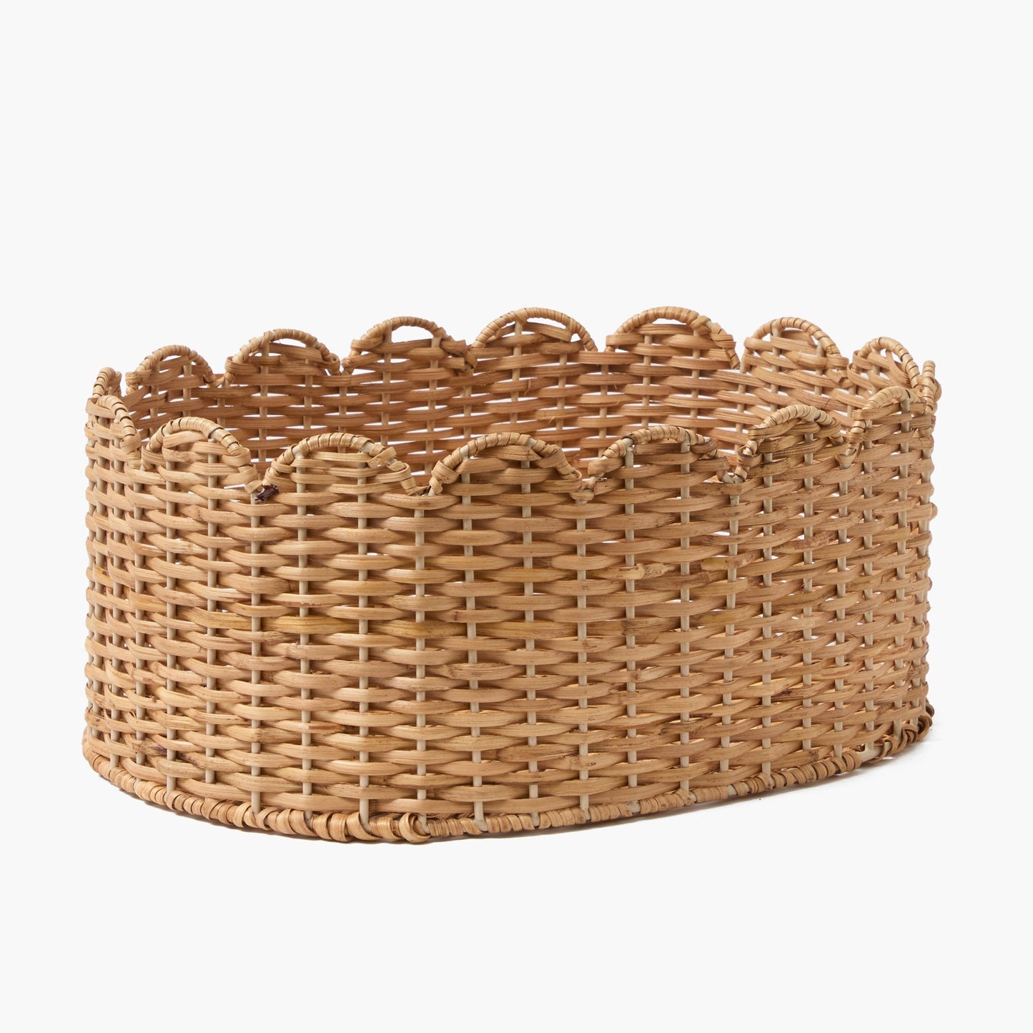 Cestini ovali in rattan smerlato (set da 3)