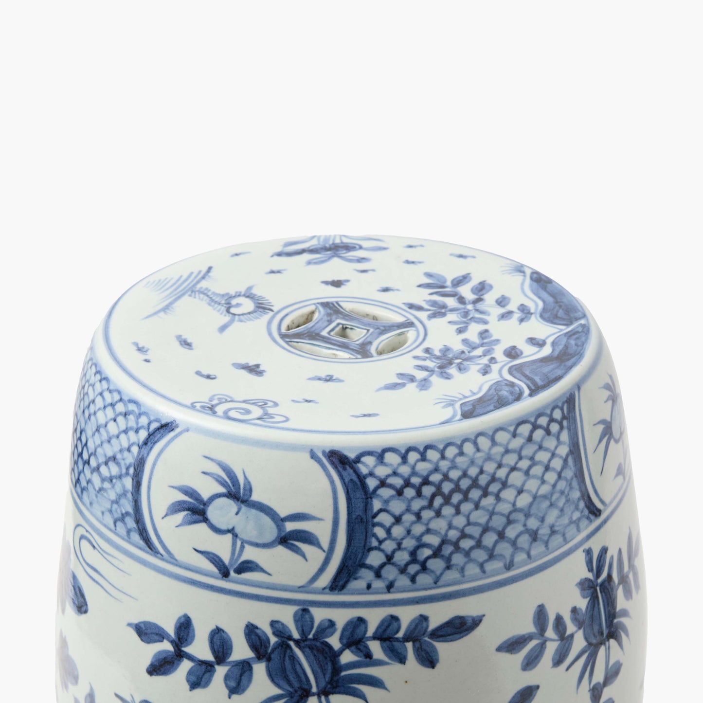 Sgabello in ceramica blu Chinoiserie