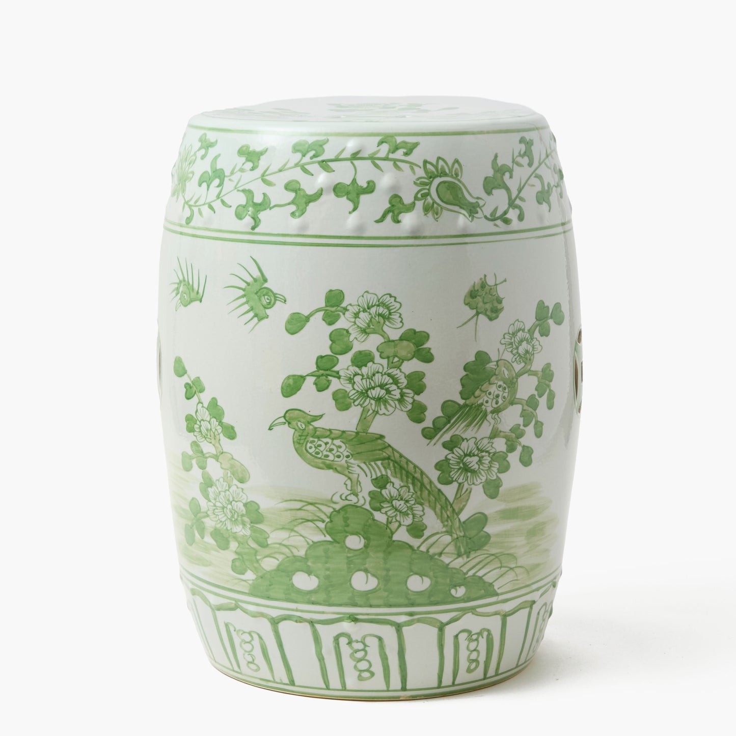 Sgabello in ceramica verde Chinoiserie