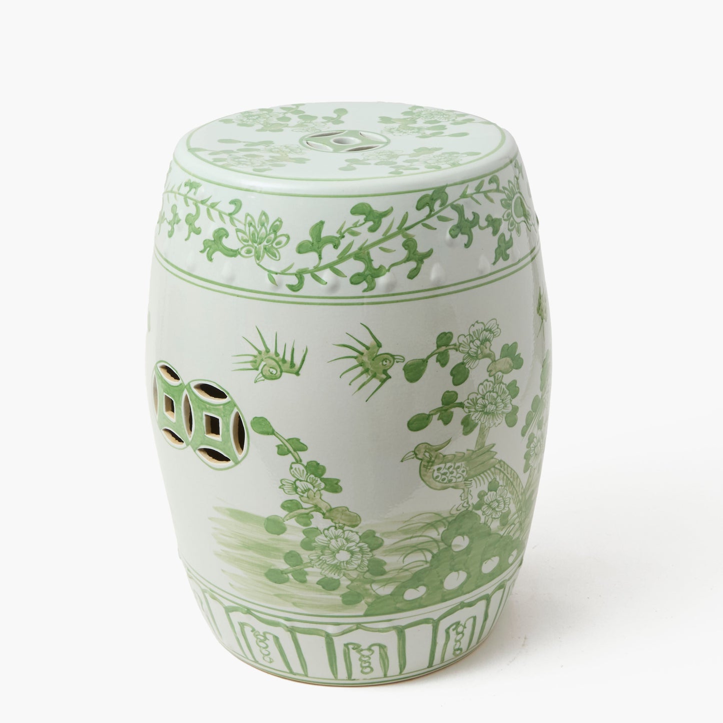 Sgabello in ceramica verde Chinoiserie