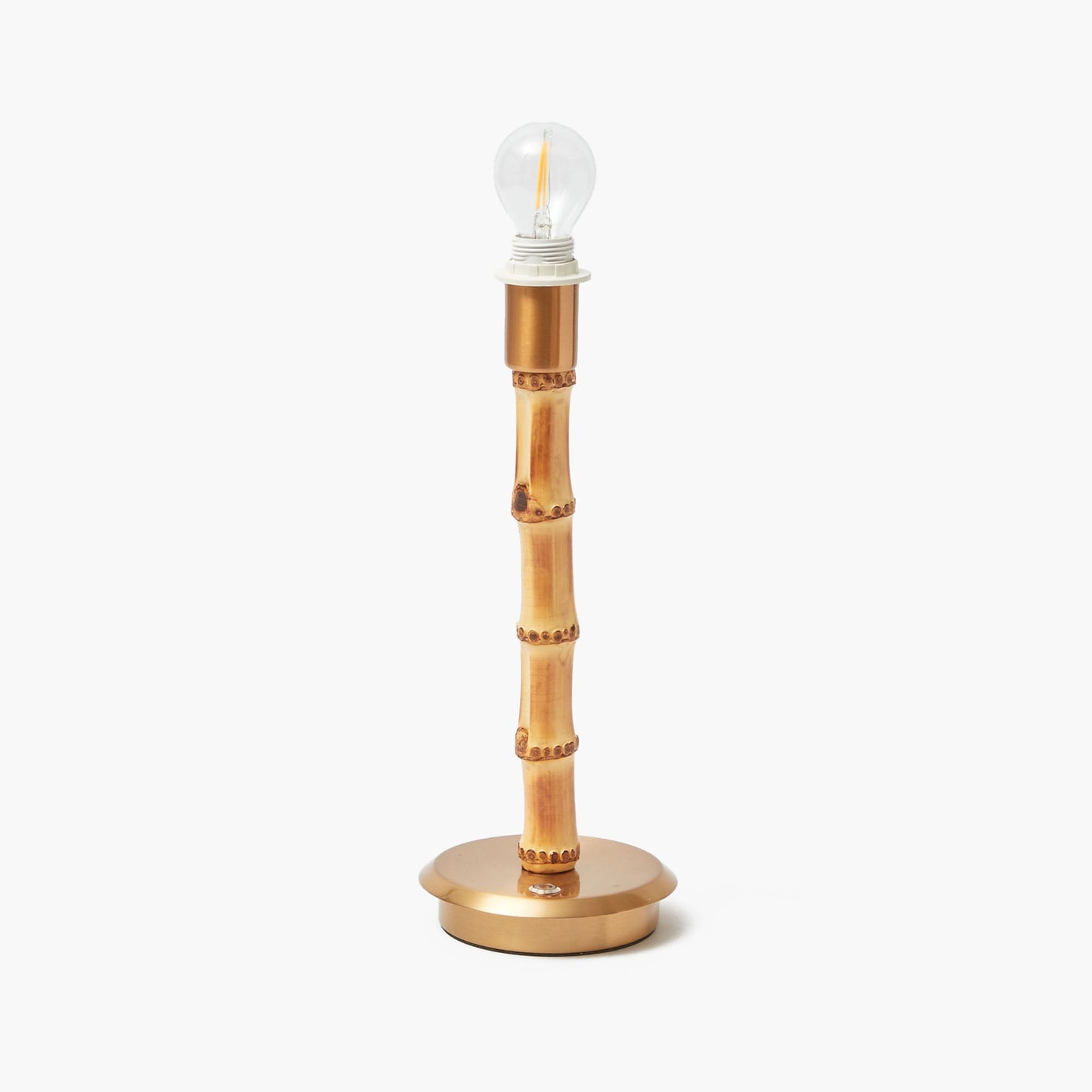 Lampada ricaricabile in bambù con paralume a balze con motivo mughetto (18 cm)