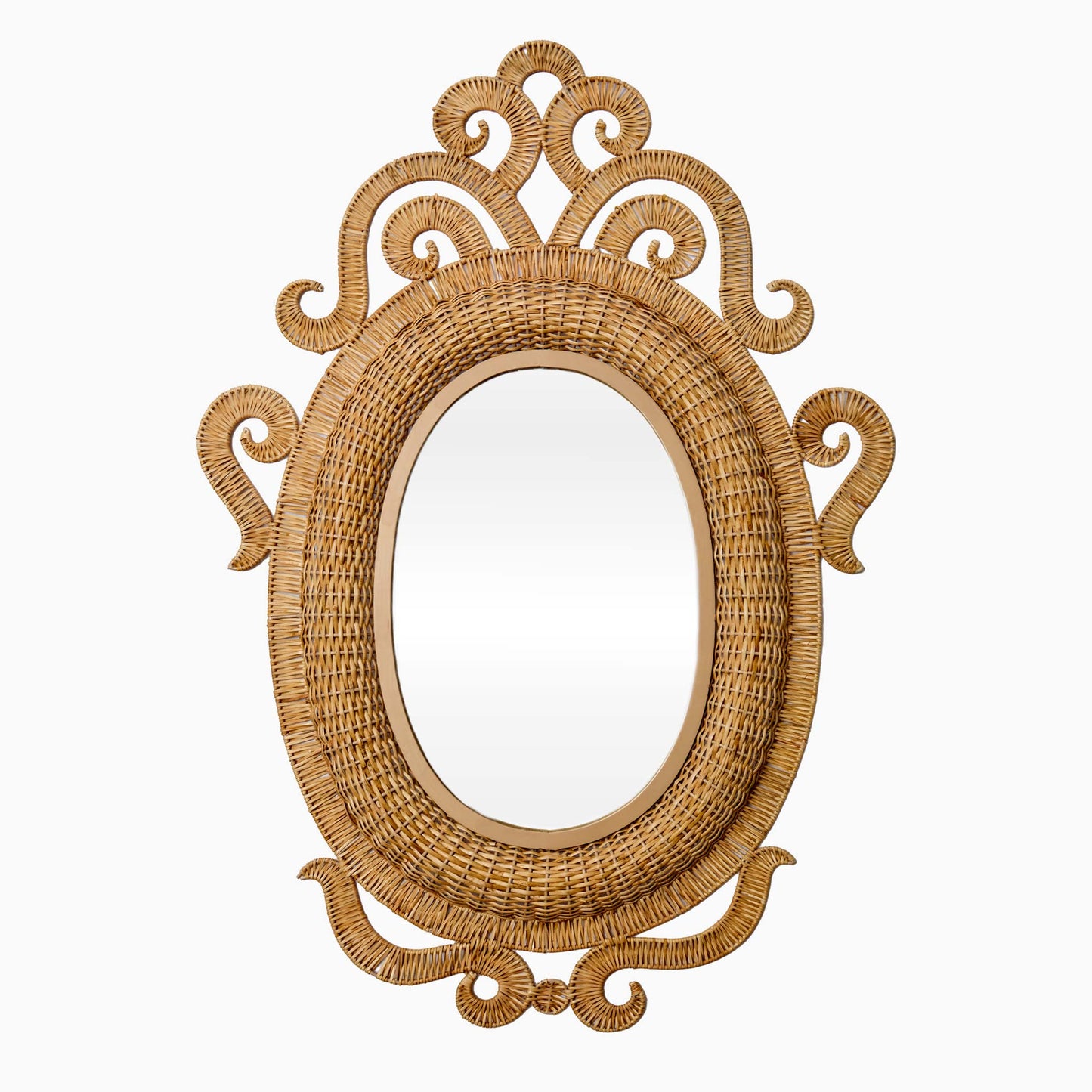 Specchio ovale in rattan
