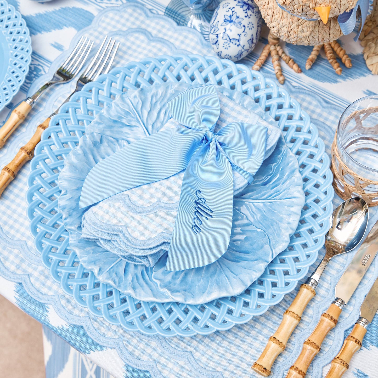 Fiocco personalizzabile in grosgrain blu