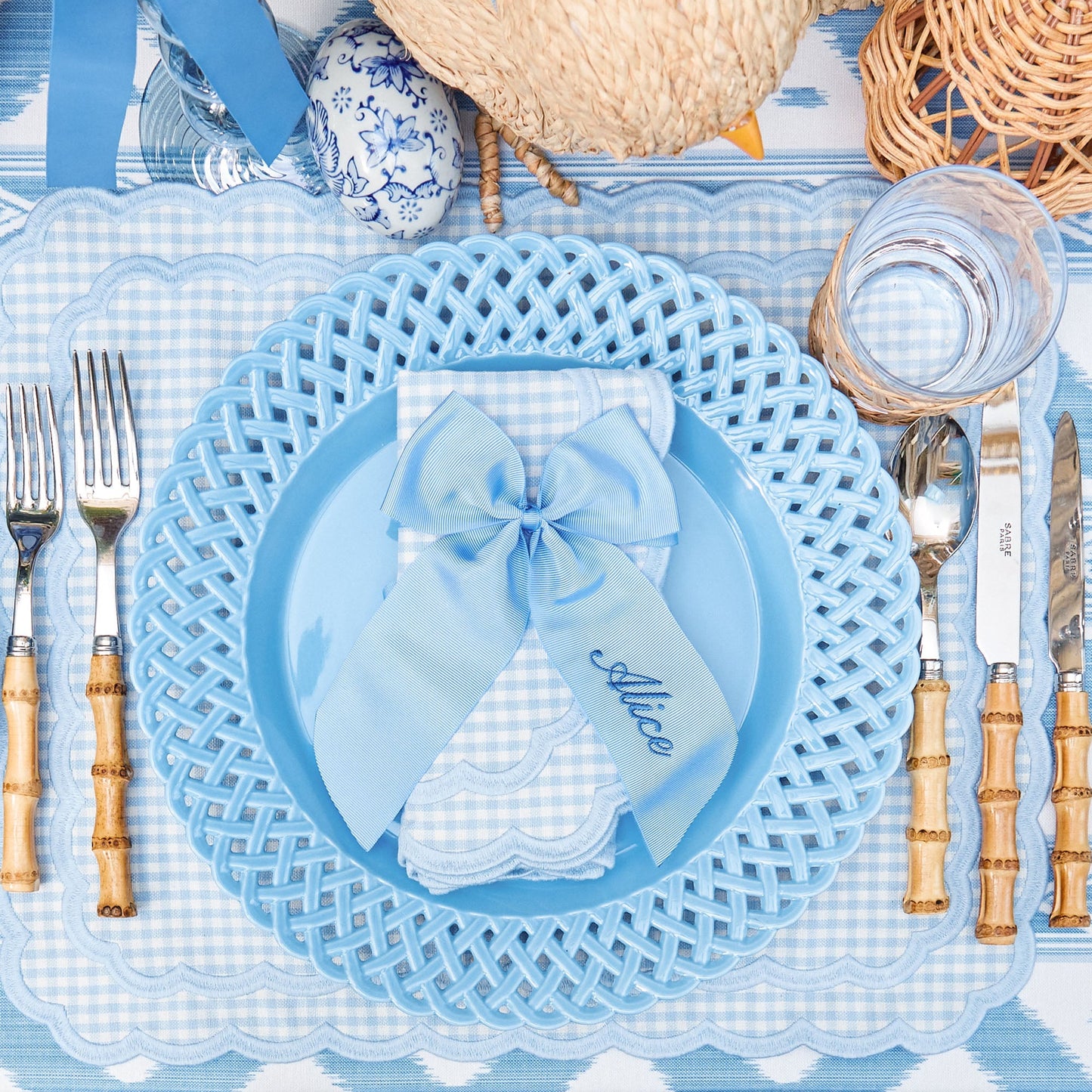 Fiocco personalizzabile in grosgrain blu
