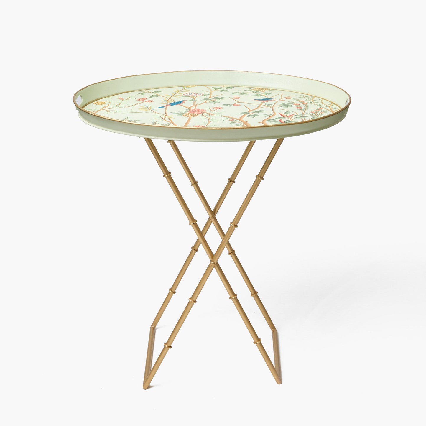 Vassoio rotondo Chinoiserie Tole con supporto