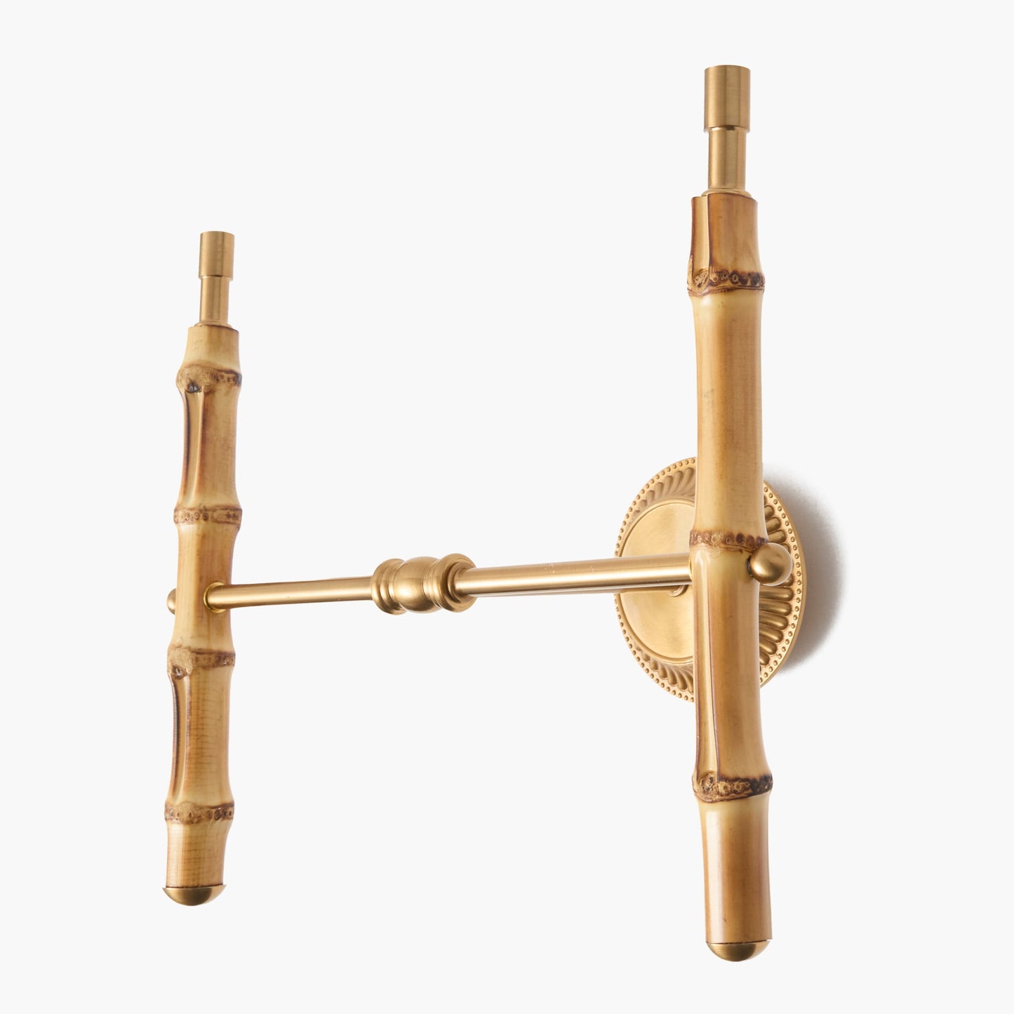 Lampada da parete doppia ricaricabile in bambù con paralumi color crema (14 cm)