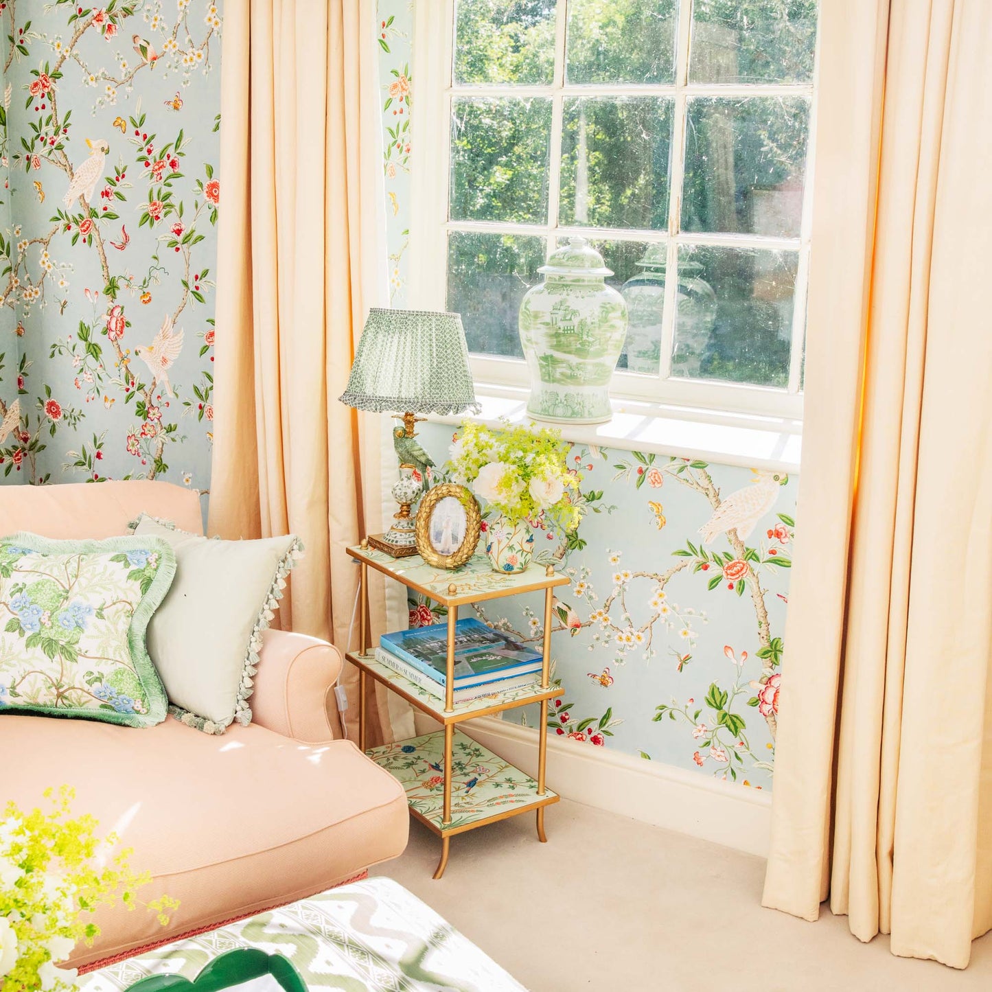 Tavolino laterale Chinoiserie Tole