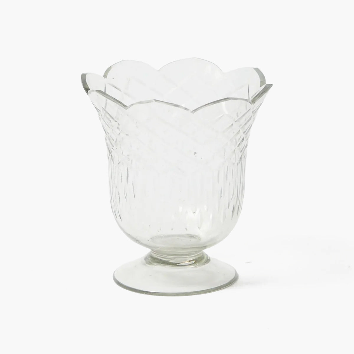Vaso in vetro inciso smerlato
