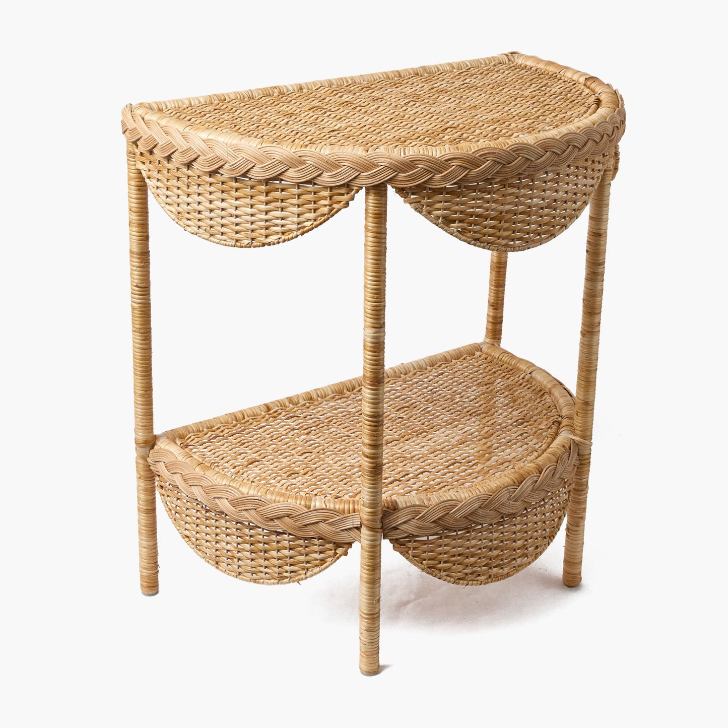 Tavolino laterale intrecciato in rattan Aria