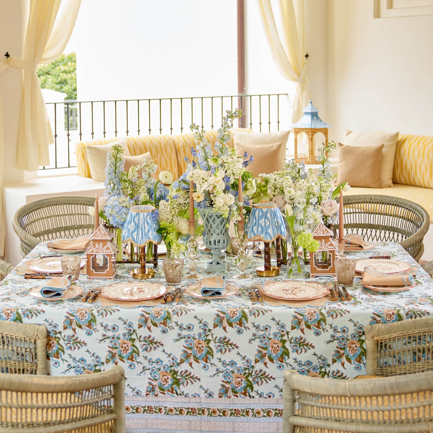 Tovagliette e tovaglioli Lily Sand & Blue (set da 4)