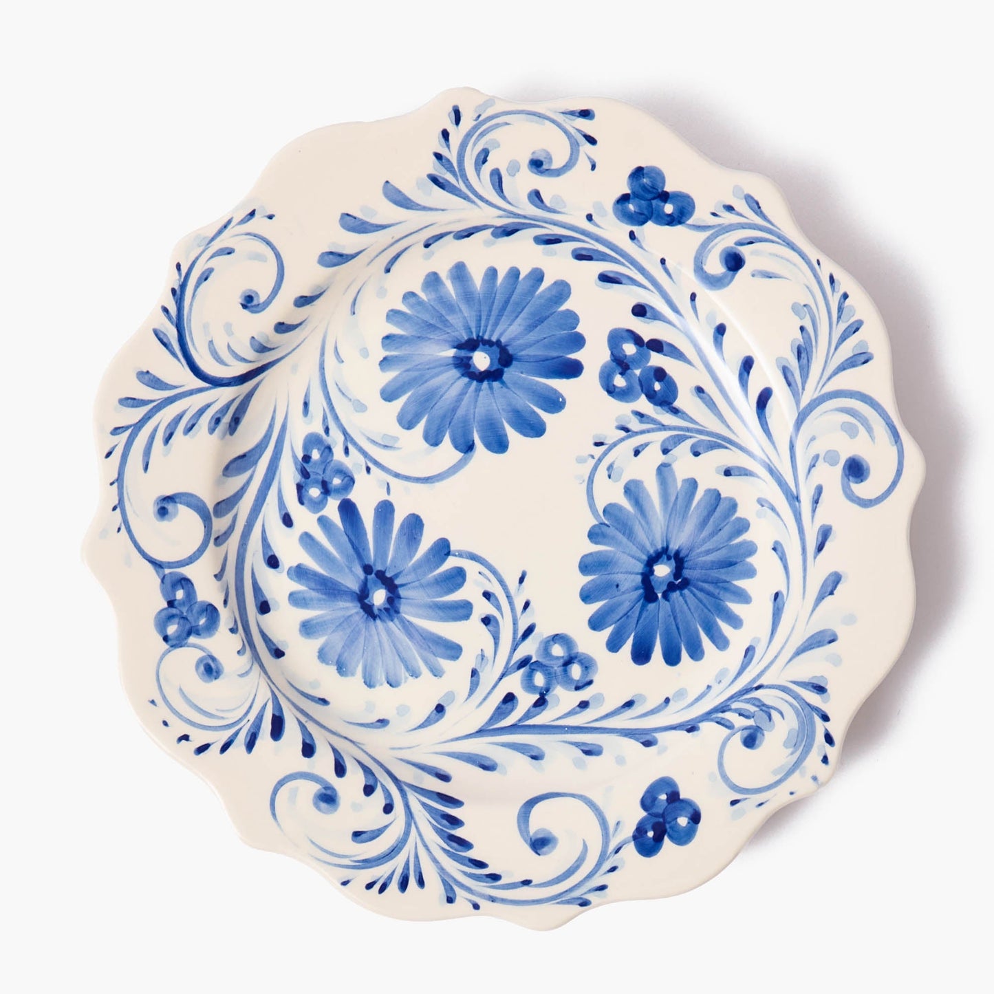 Piatto piano con fiori blu