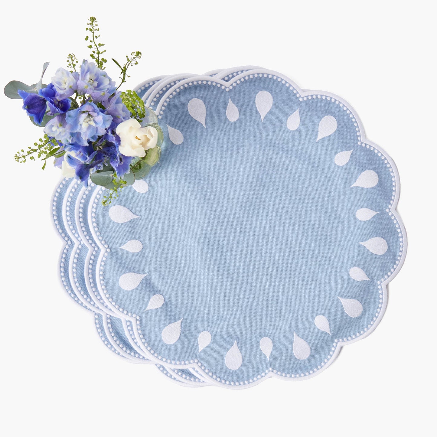 Tovagliette Bettina blu e bianche (set da 4)
