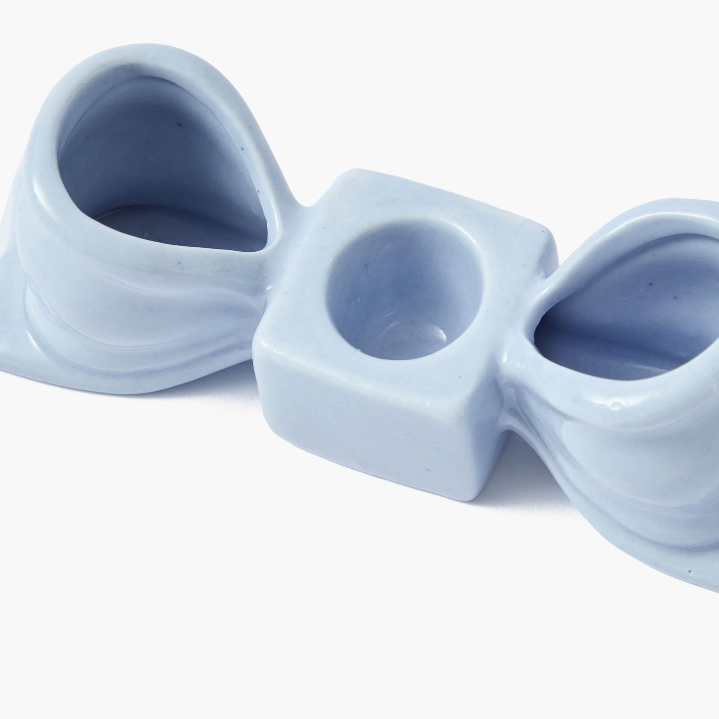 Portacandele a fiocco in ceramica blu (coppia)