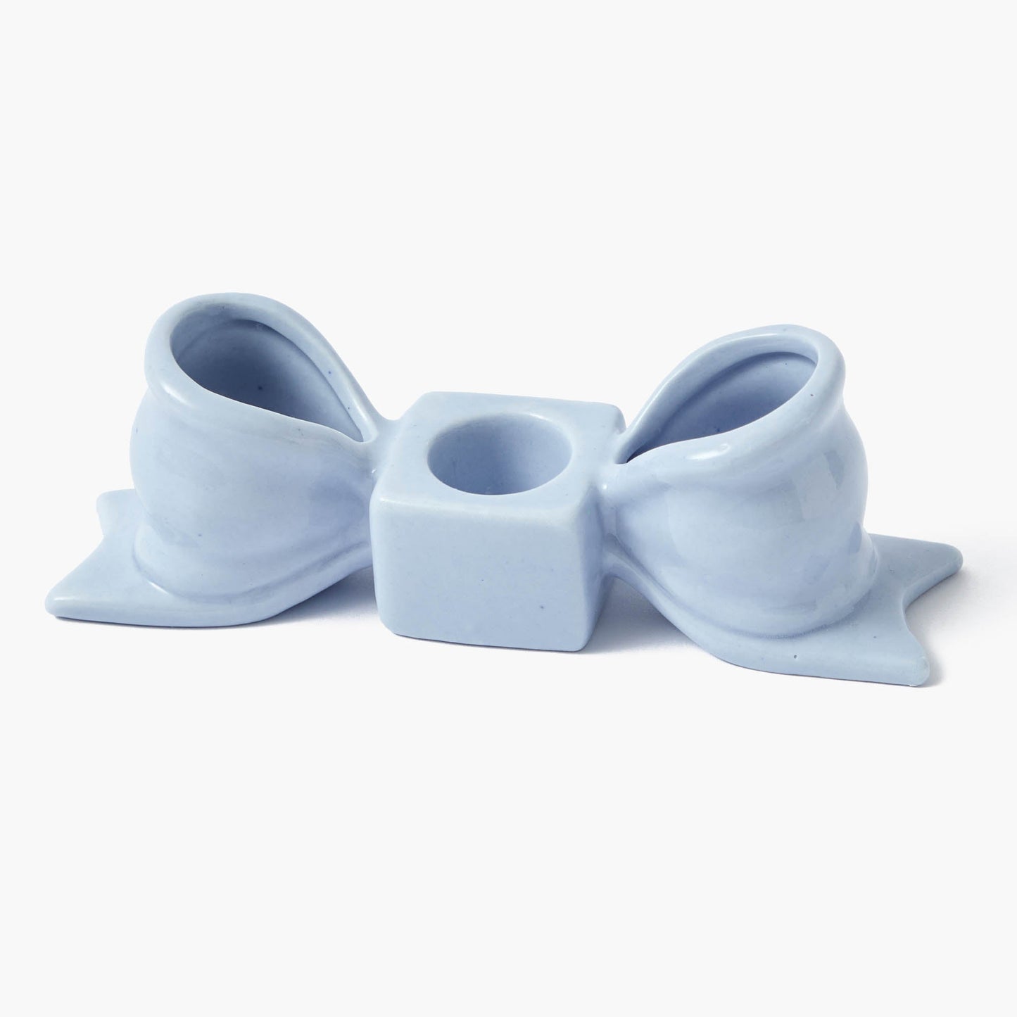 Portacandele a fiocco in ceramica blu (coppia)