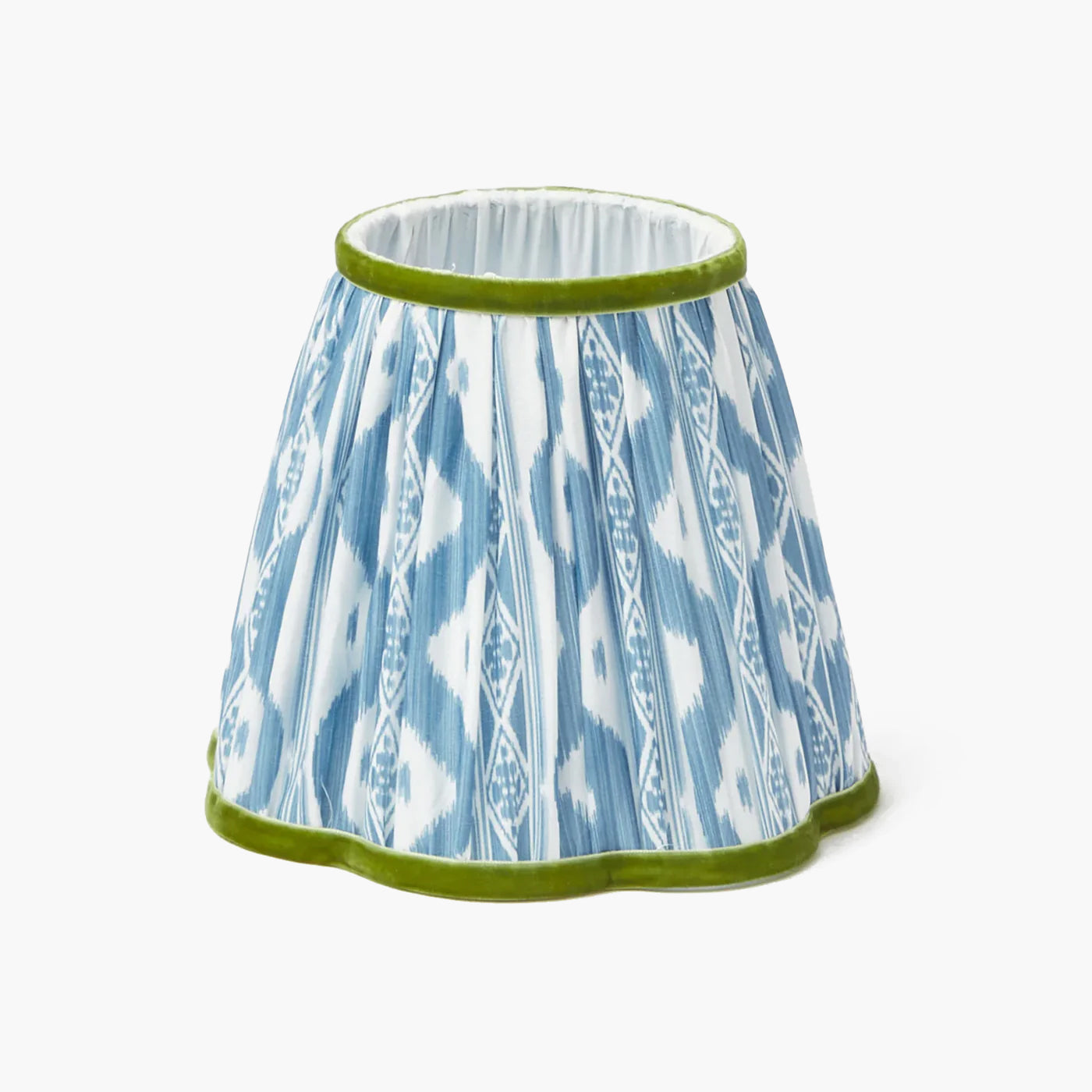 Lampada ricaricabile corta con paralume Ikat blu e verde (18 cm)