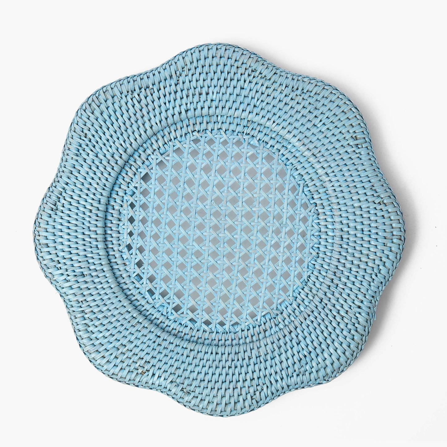 Piatti da portata in rattan smerlato blu (set da 4)