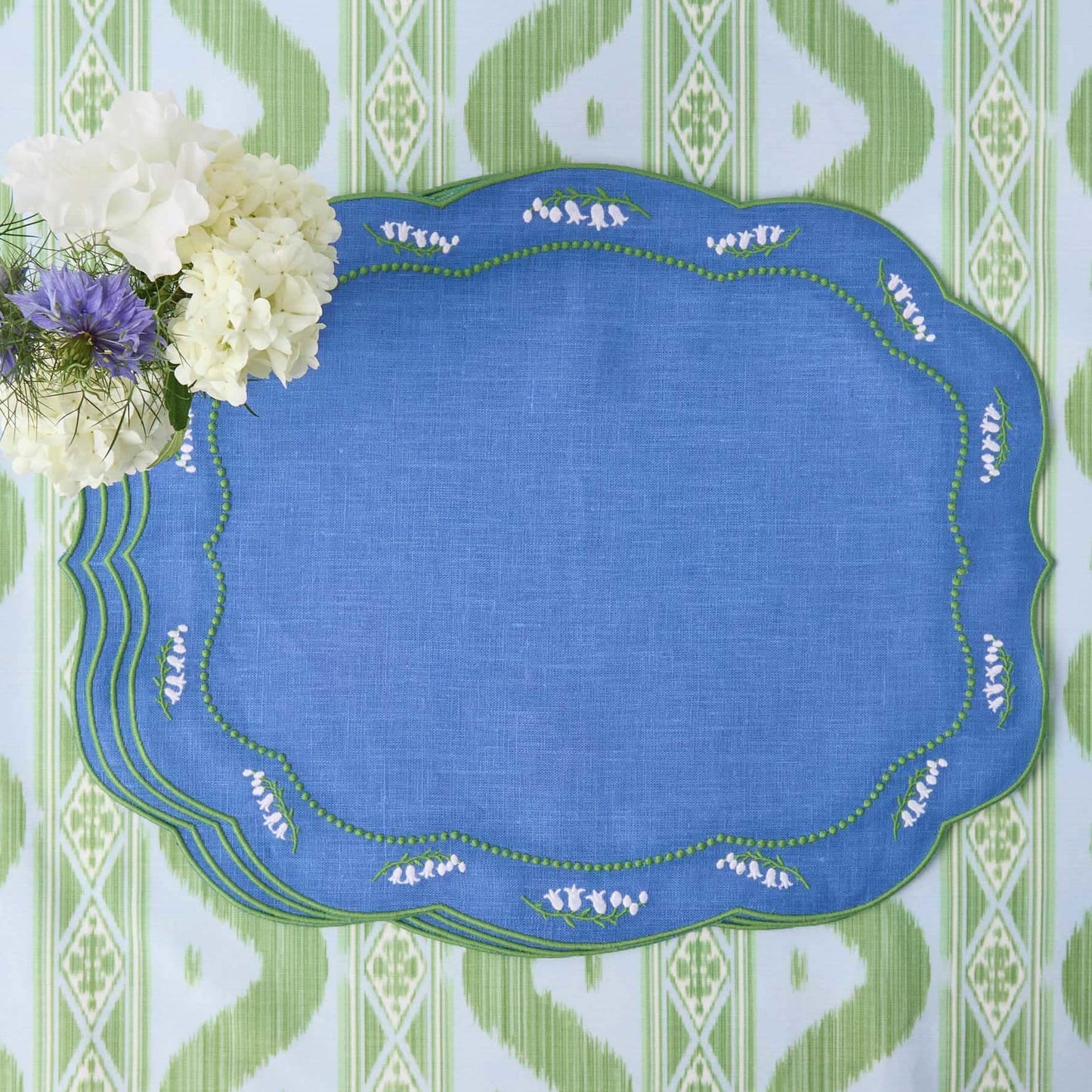 Tovagliette in lino blu Lily of the Valley (set da 4)