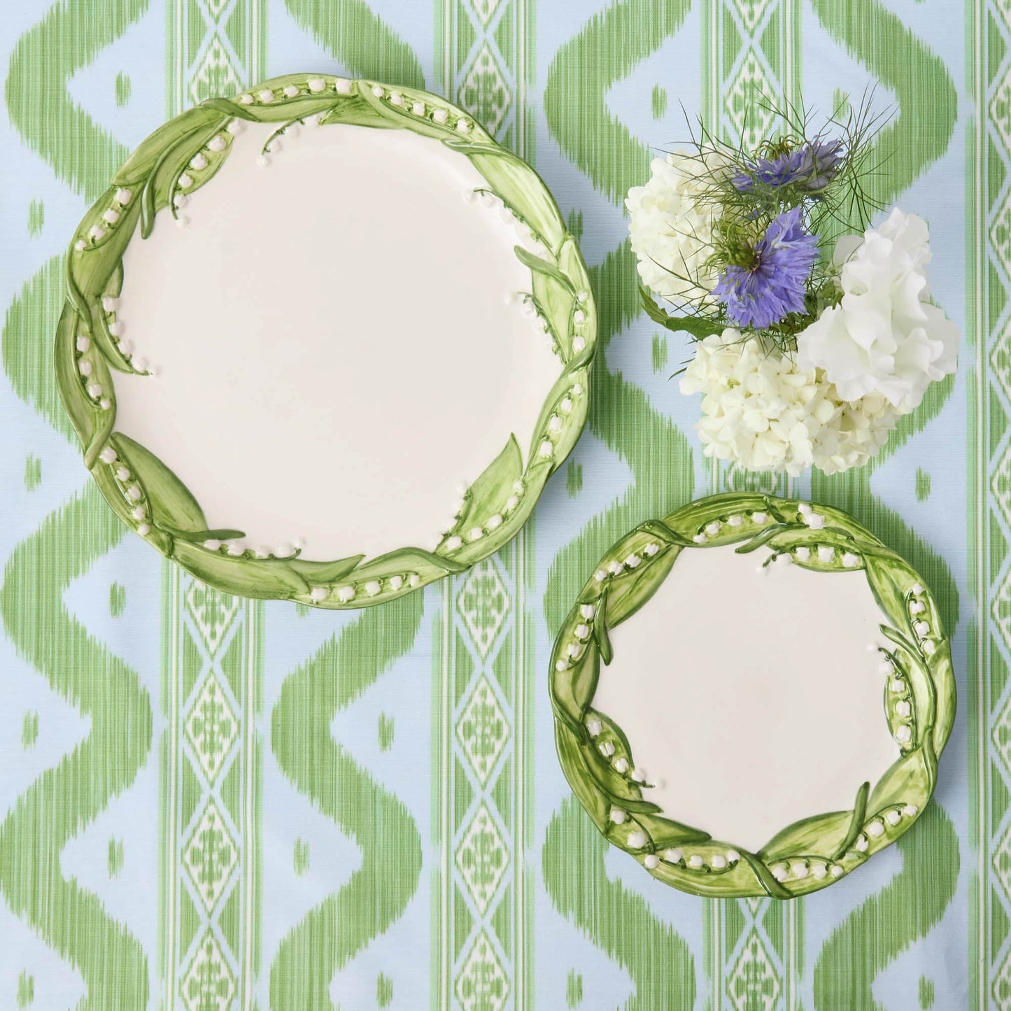 Tovaglia Ikat blu e verde