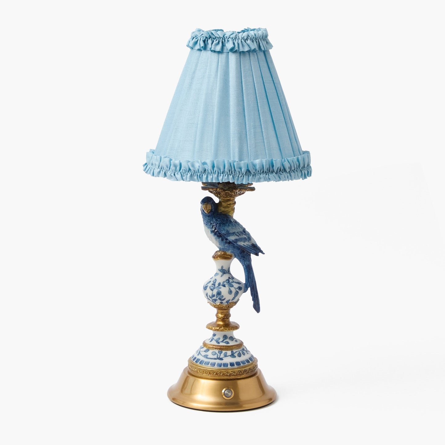 Paralume con volant in seta blu morbido (18 cm)