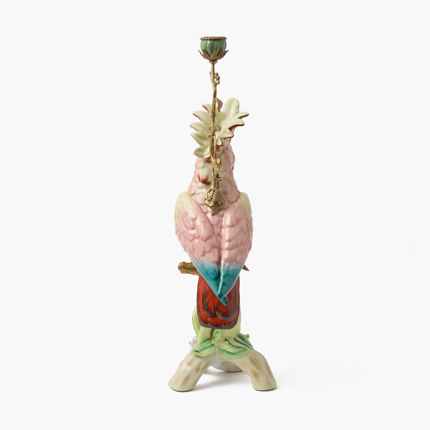 Grande portacandele a forma di cacatua rosa