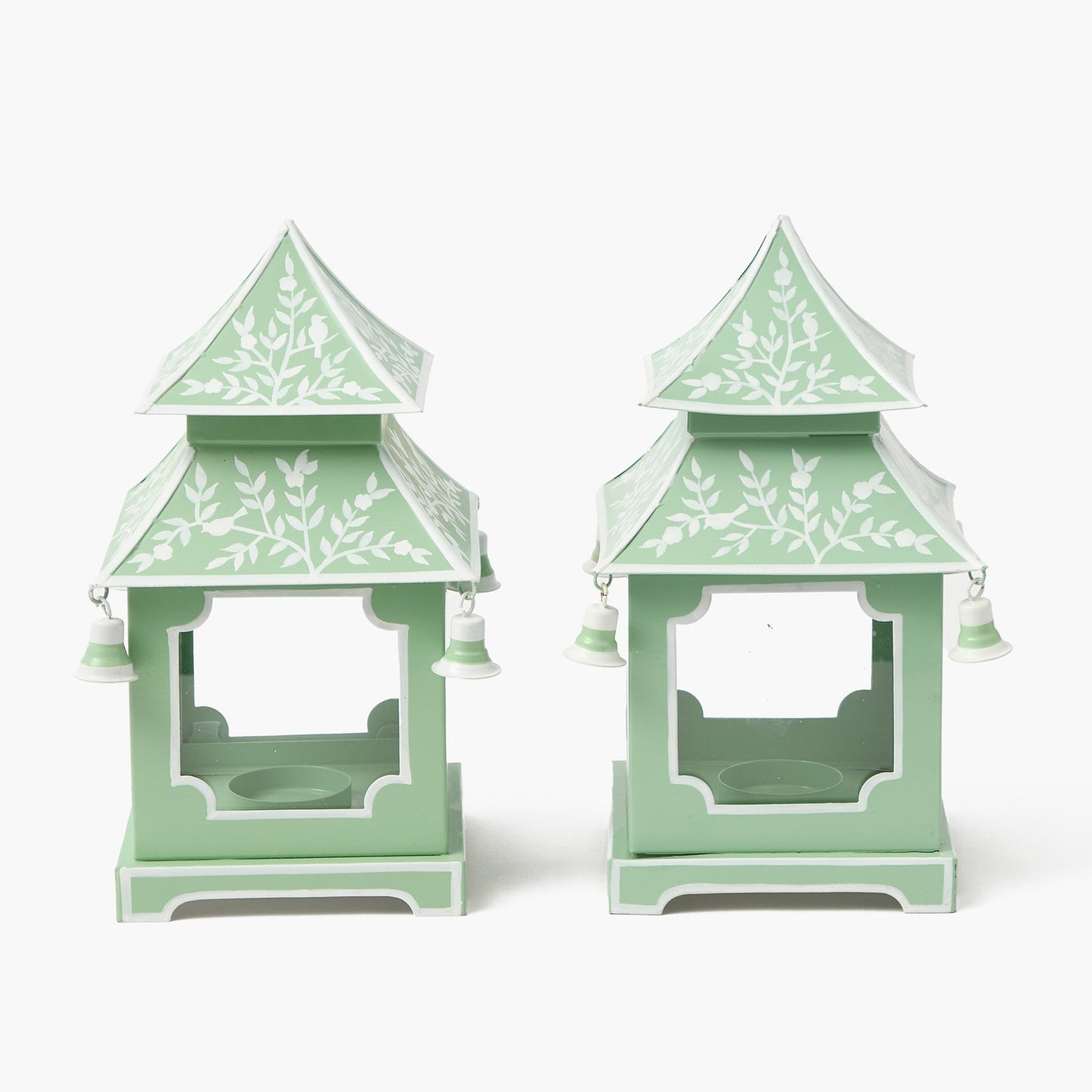 Lanterne pagoda cinesi in miniatura verde tenue (coppia)