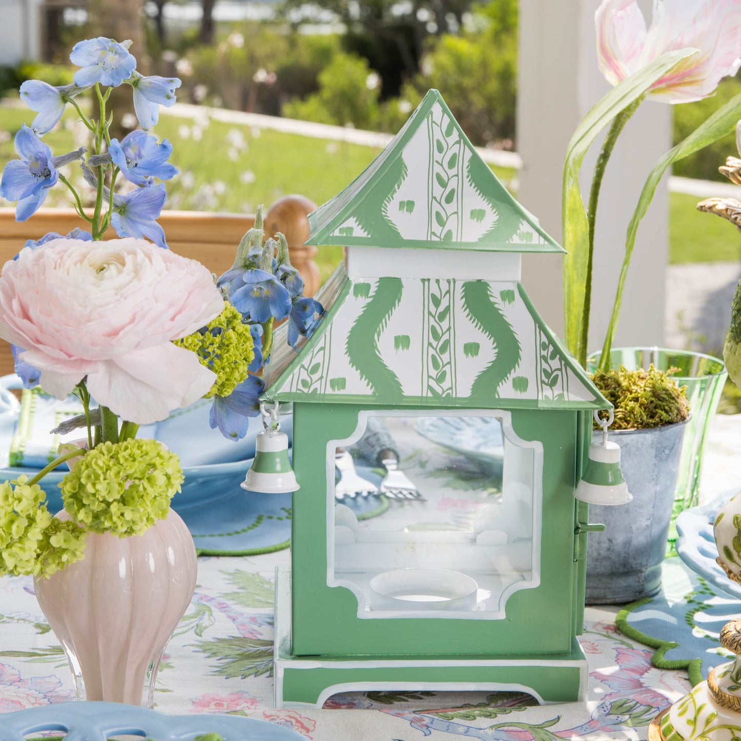 Lanterna Pagoda Ikat Verde