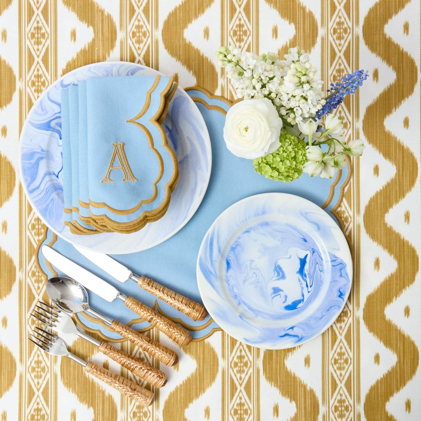Tovaglioli Serena Blue & Caramel (set da 4)