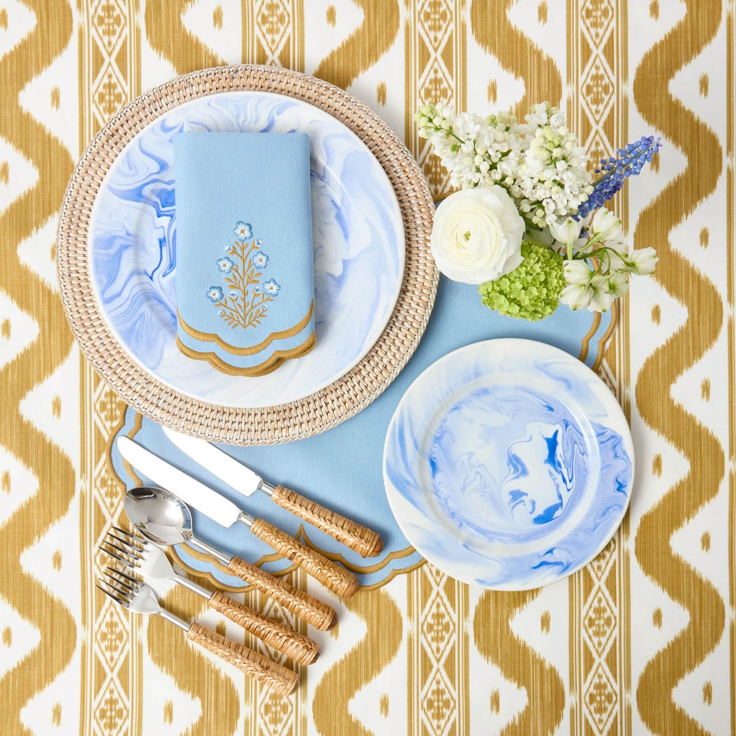 Tovagliette Serena Blue & Caramel (set da 4)