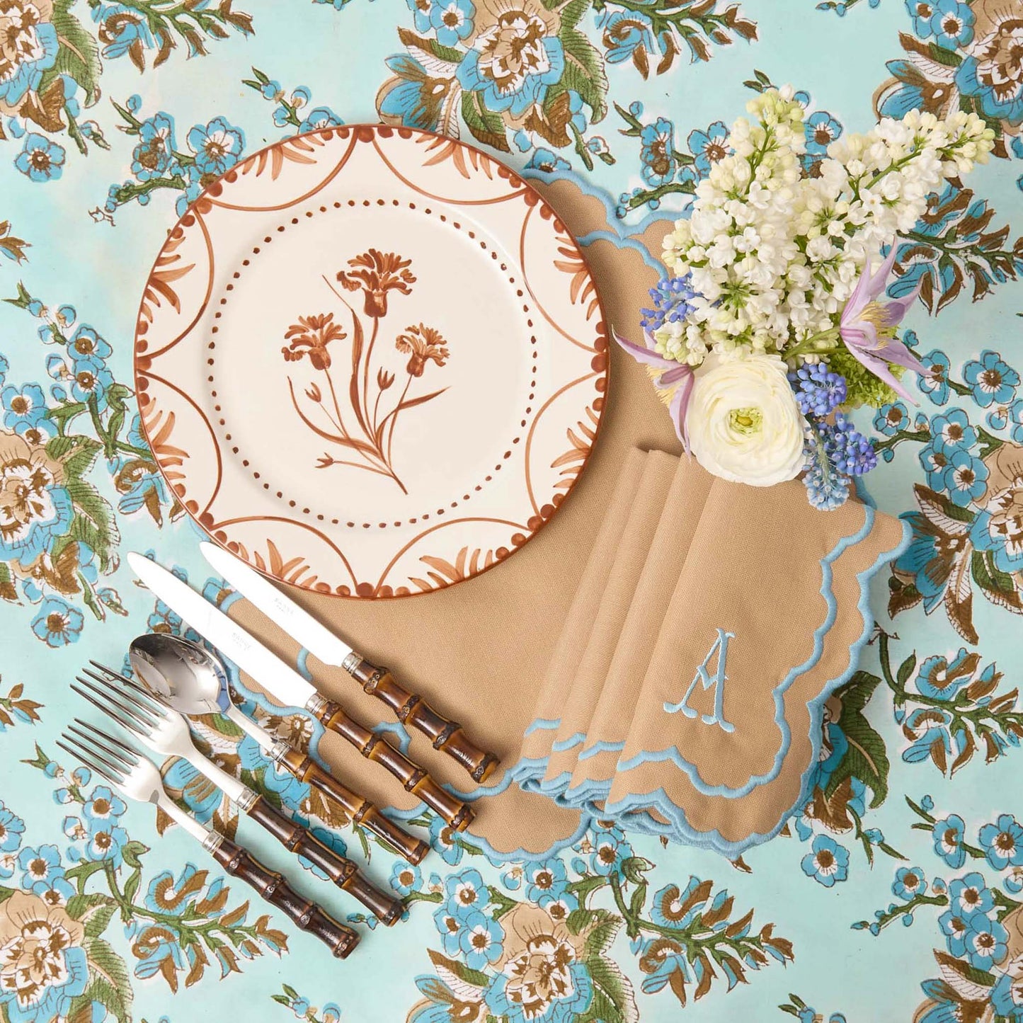 Tovaglioli Lily Sand & Blue (set da 4)