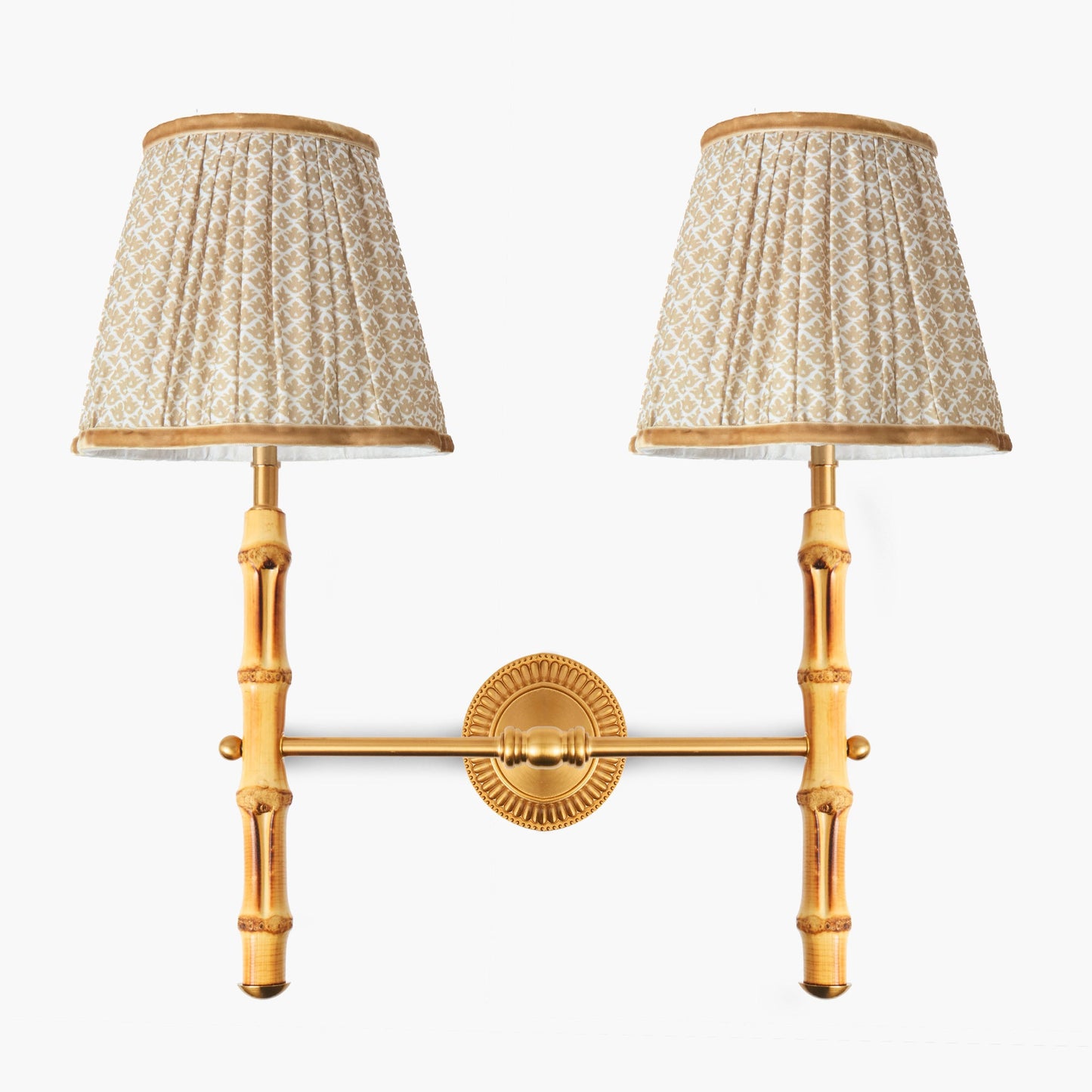 Lampada da parete doppia ricaricabile in bambù con paralumi in stucco Lotus (18 cm)