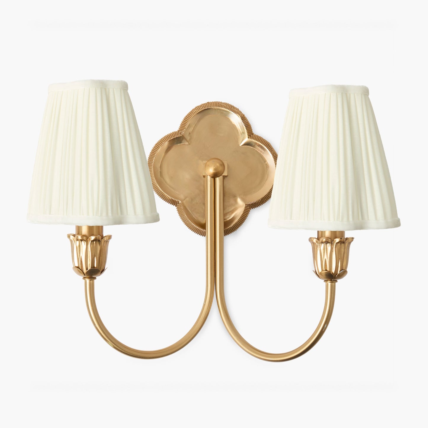 Lampada da parete doppia ricaricabile a quattro foglie con paralumi color crema (14 cm)
