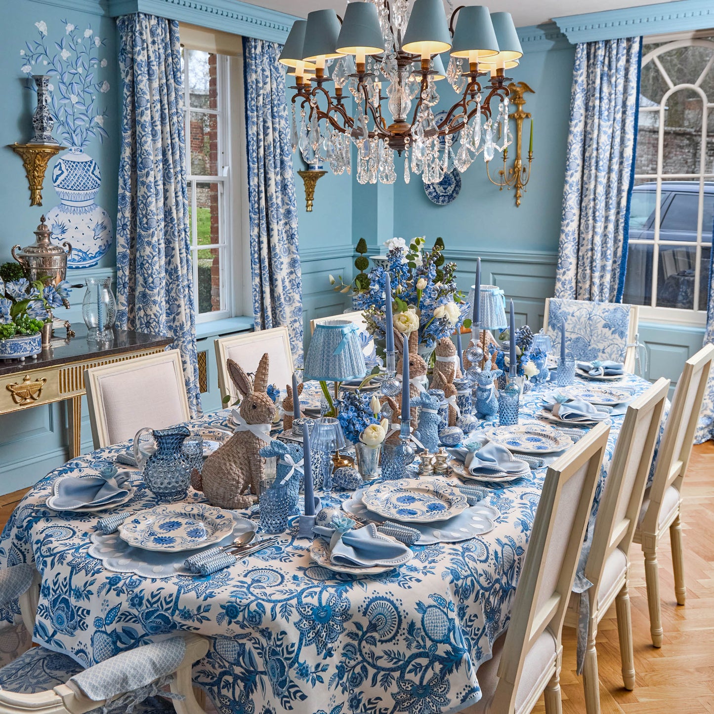 Coniglietto floreale blu (coppia)