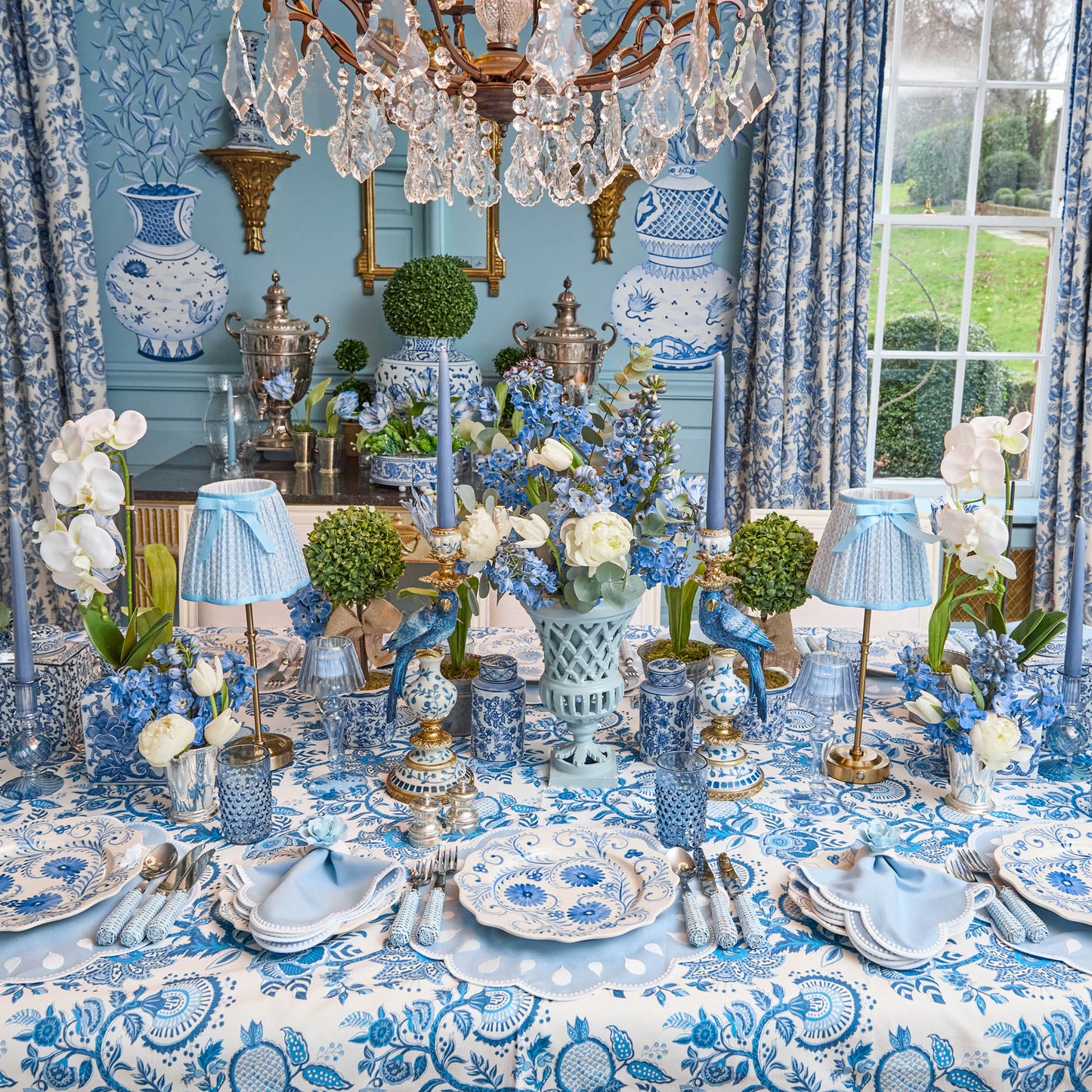 Tovaglioli Bettina blu e bianchi (set da 4)