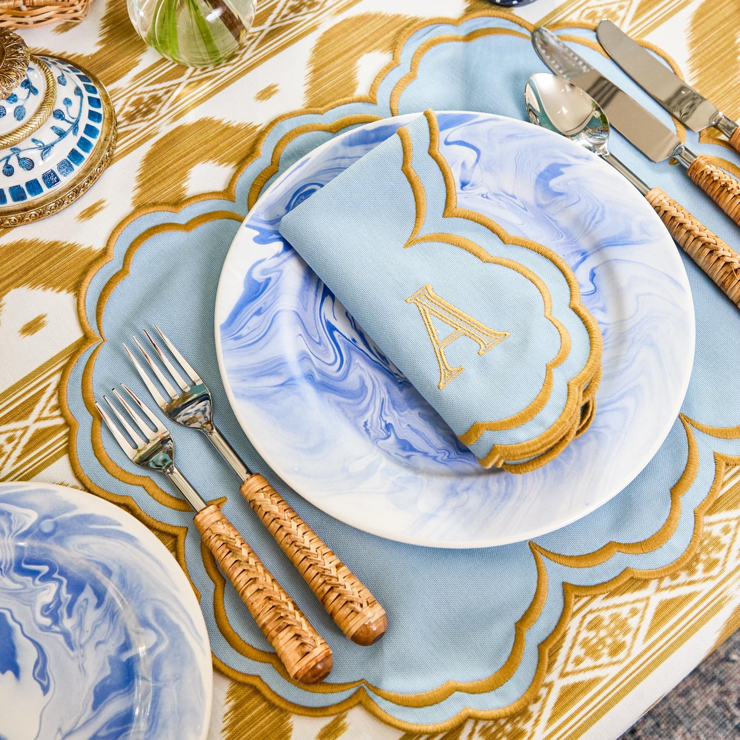 Tovaglioli Serena Blue & Caramel (set da 4)