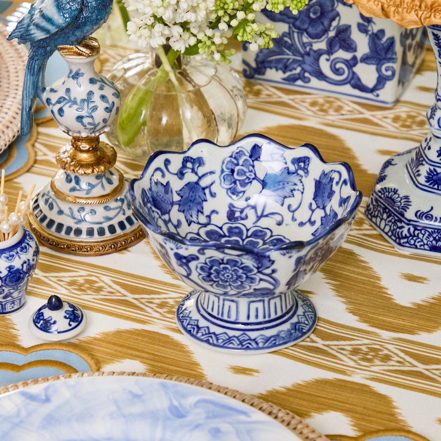 Ciotole da stuzzichino smerlate Chinoiserie (coppia)