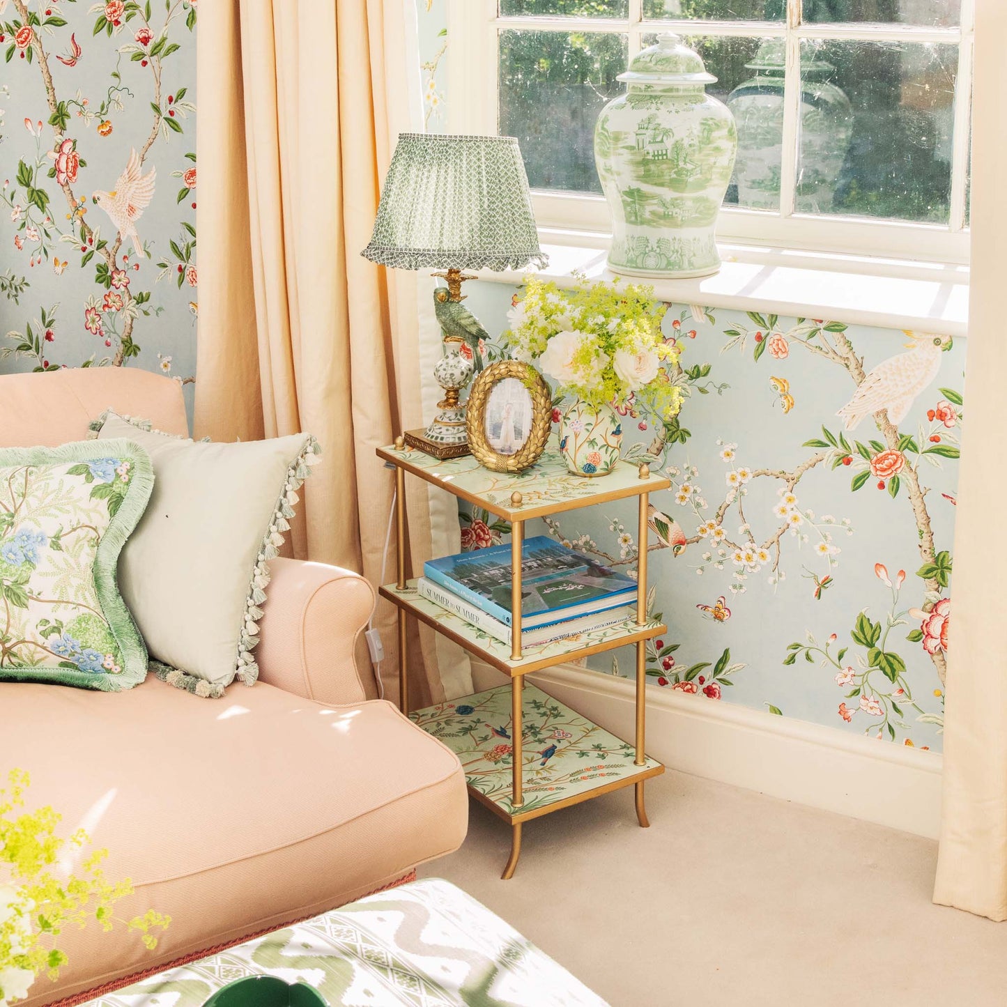Tavolino laterale Chinoiserie Tole