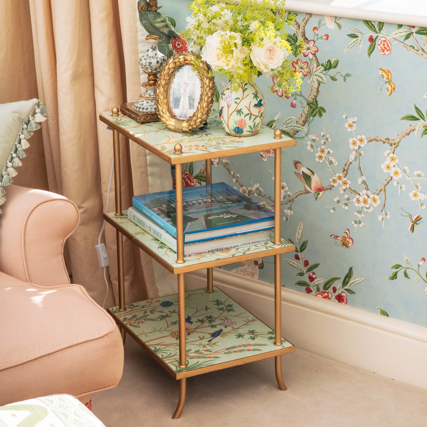 Tavolino laterale Chinoiserie Tole