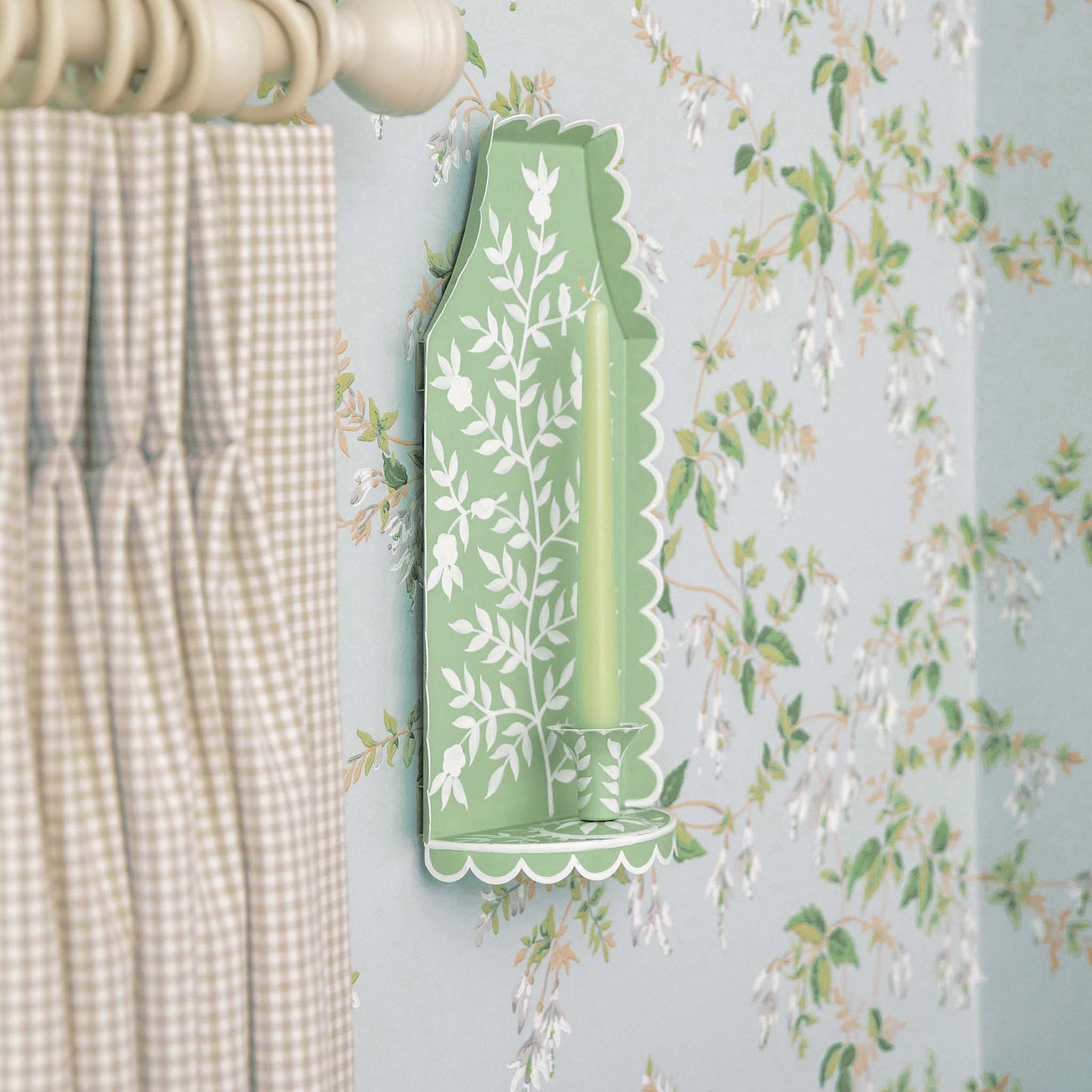Applique per candela in stile cinese verde Tole