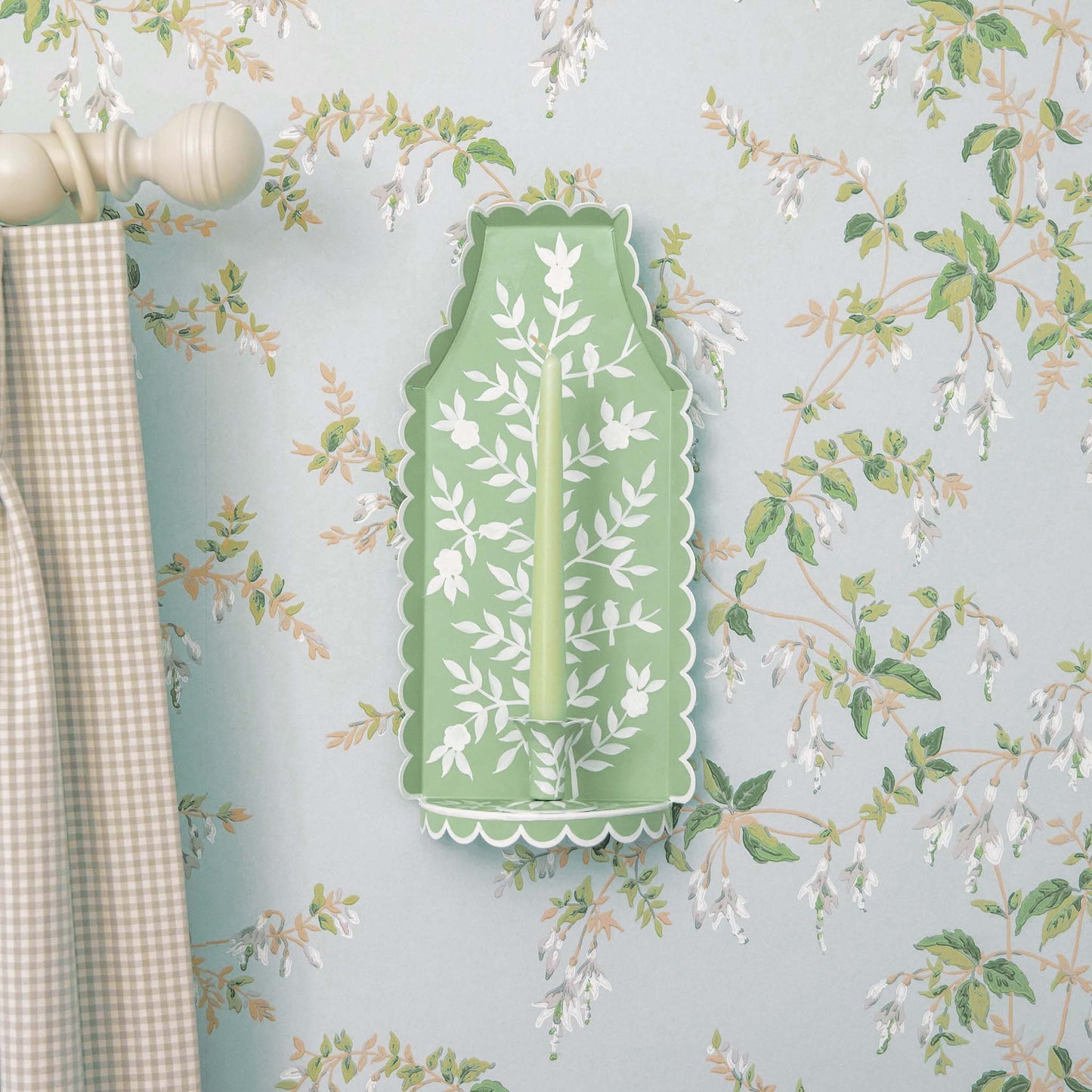 Applique per candela in stile cinese verde Tole