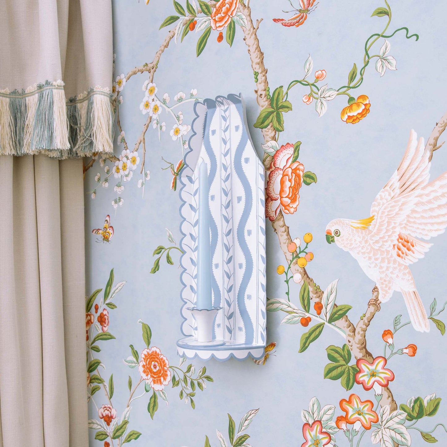 Applique per candele in ikat tole blu