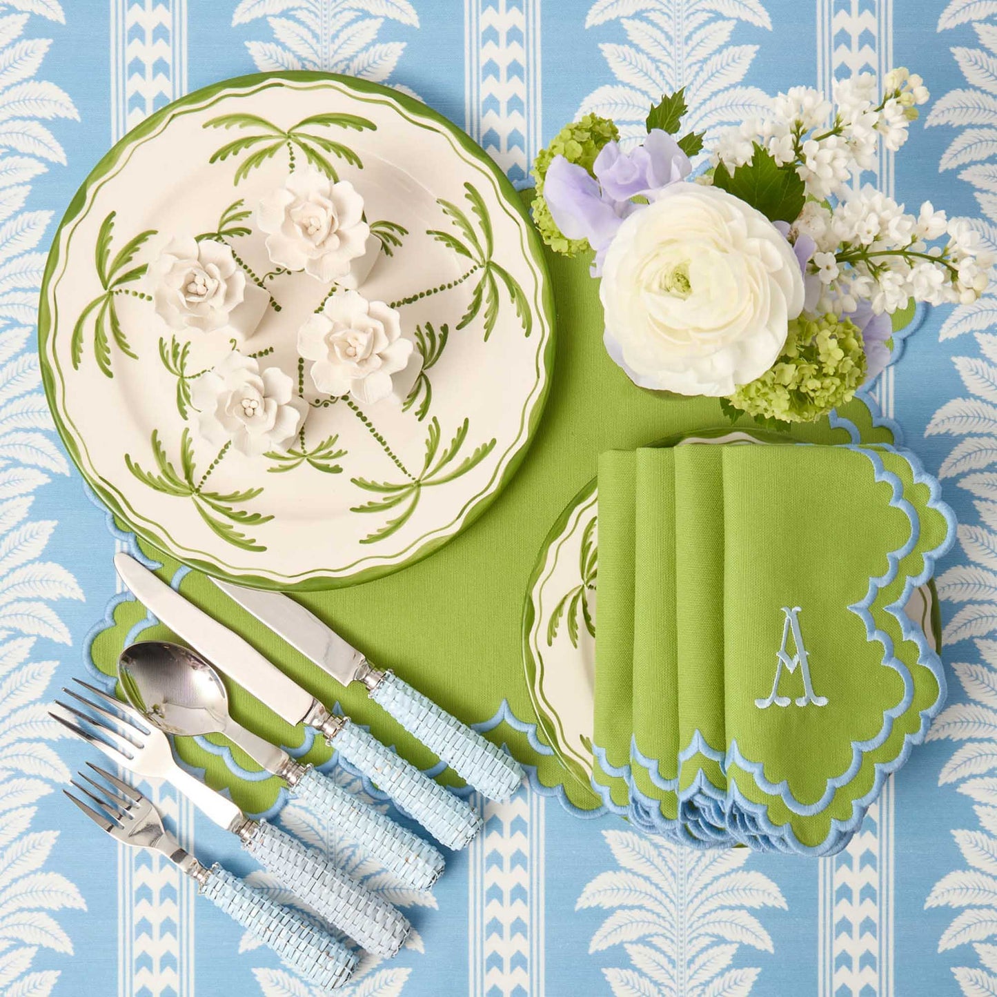 Tovagliette e tovaglioli Scarlett Green & Blue (set da 4)