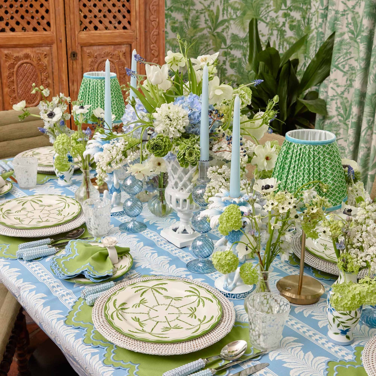 Paralume in loto verde e blu (18 cm)
