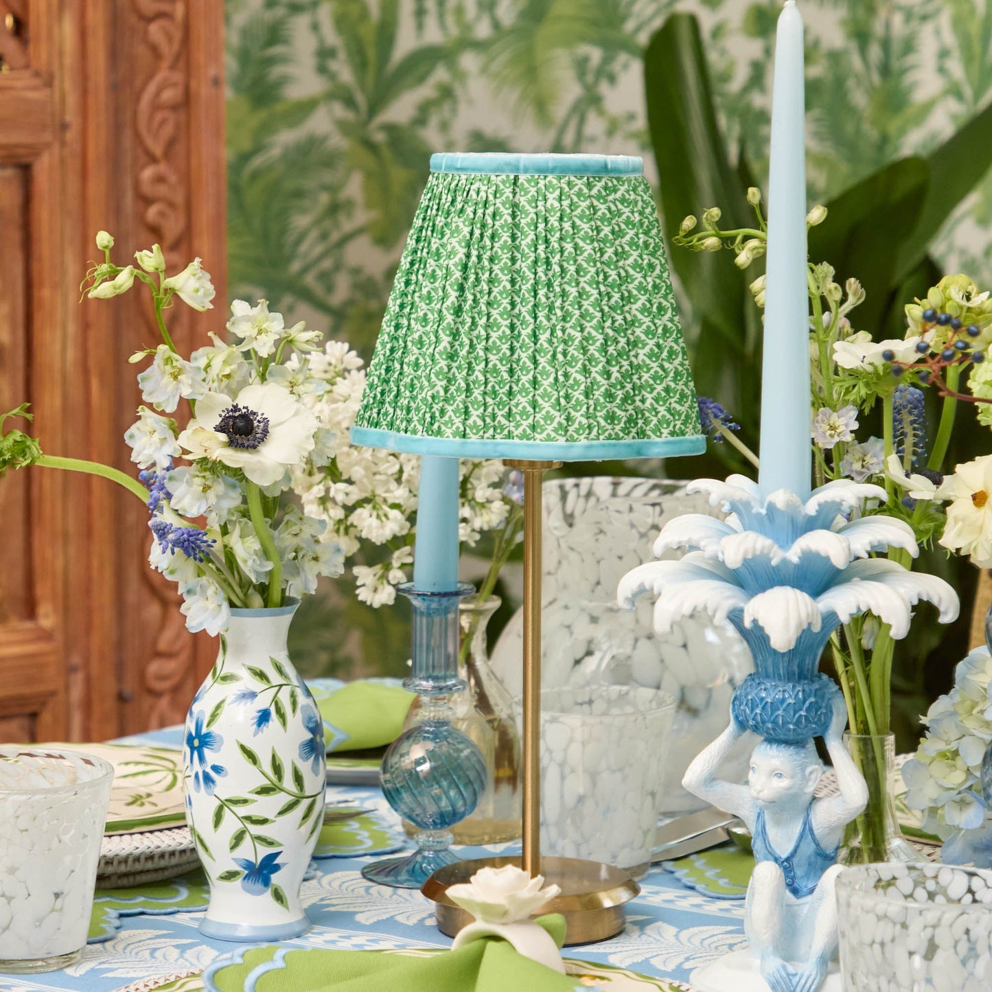 Paralume in loto verde e blu (18 cm)